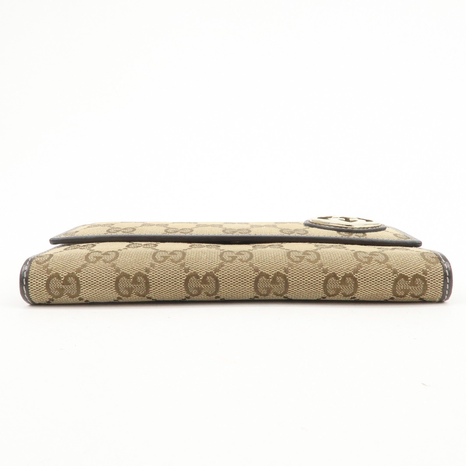 GUCCI Lovely Heart GG Canvas Leather Long Wallet Brown 251861