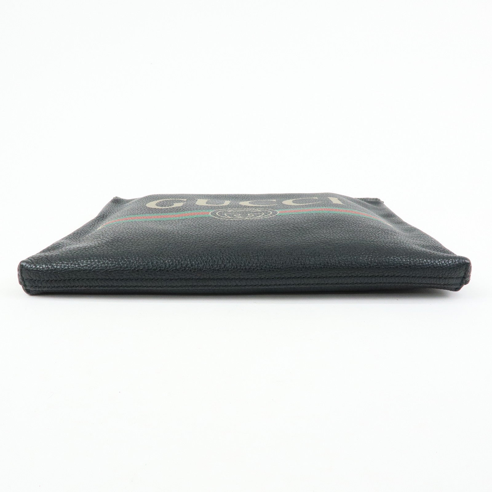 GUCCI Sherry Vintage Logo Leather Clutch Bag Black 500981