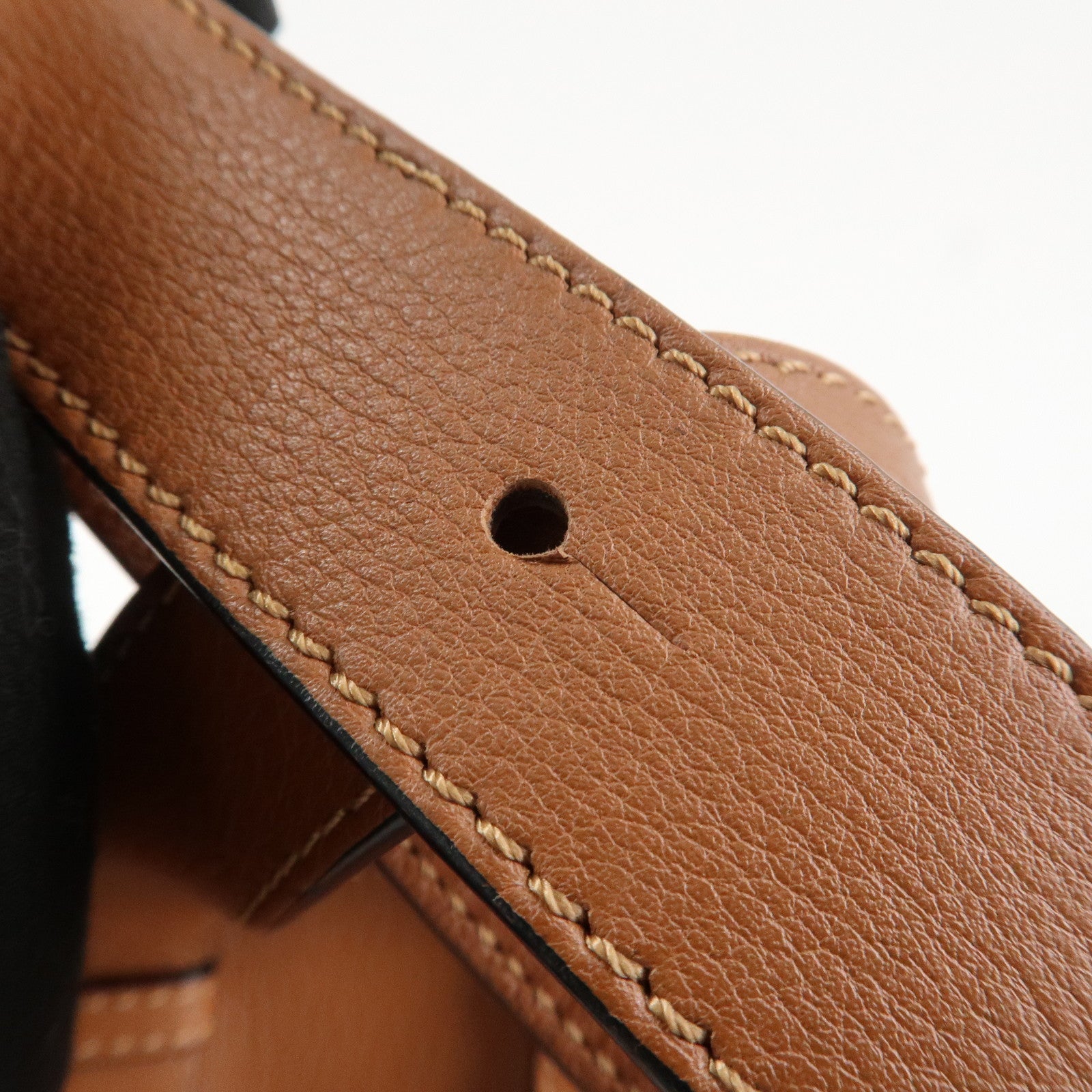 LOEWE Anagram Leather Hammock Small Shoulder Bag Tan Brown