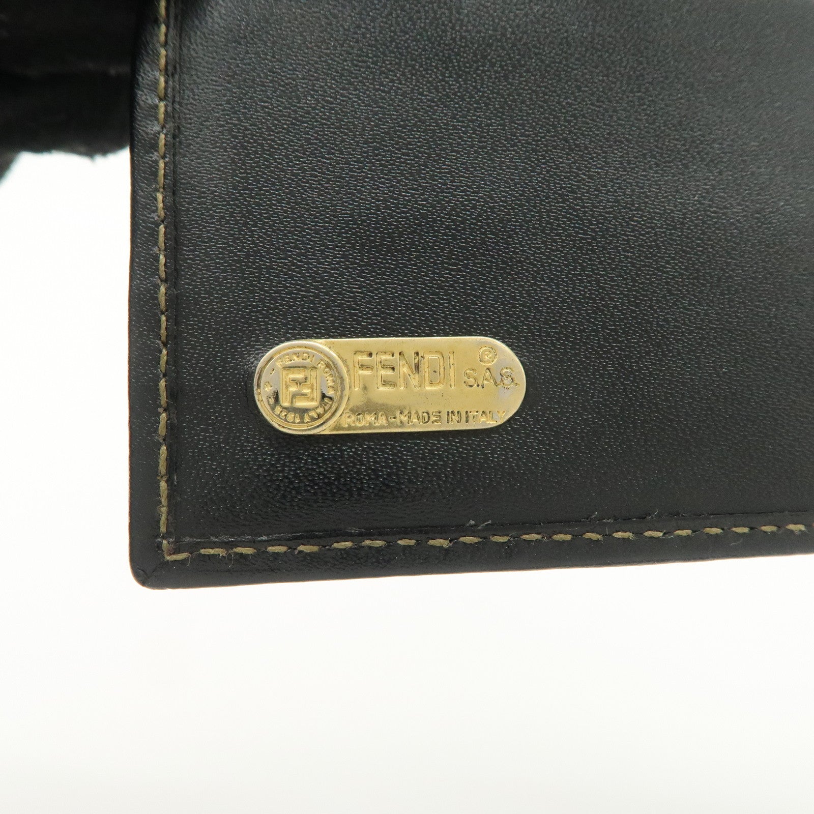 FENDI Set of 2 Pecan Leather PVC Wallet Black Brown 01445-069 30851 Used