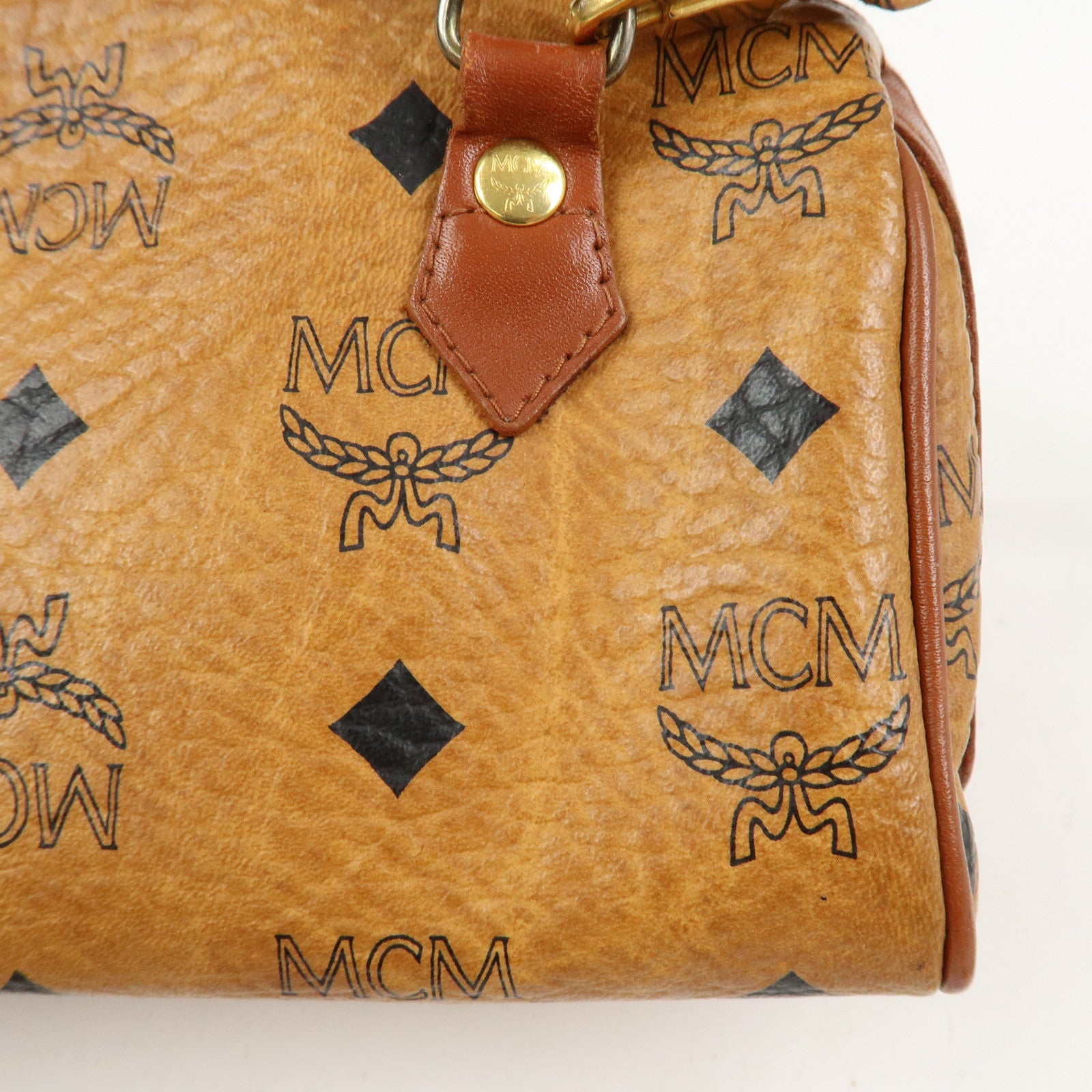 MCM Visetos Leather 2Way Mini Boston Hand Shoulder Crossbody Bag