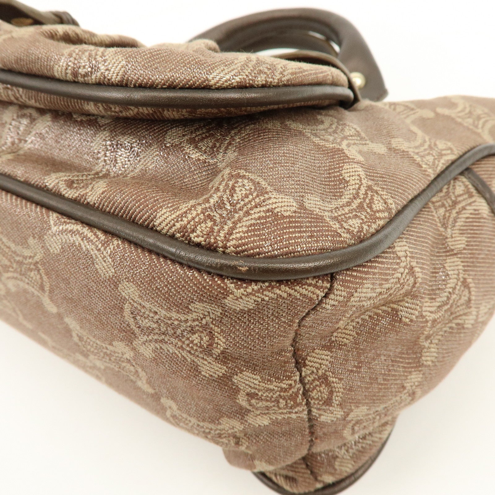 CELINE Macadam Canvas Leather Boogie Bag Hand Bag Brown