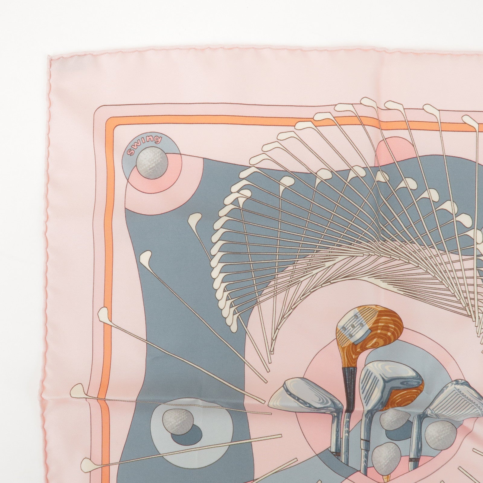 HERMES Carre 45 Set of 2 Silk 100% Scarf Light Pink Orange