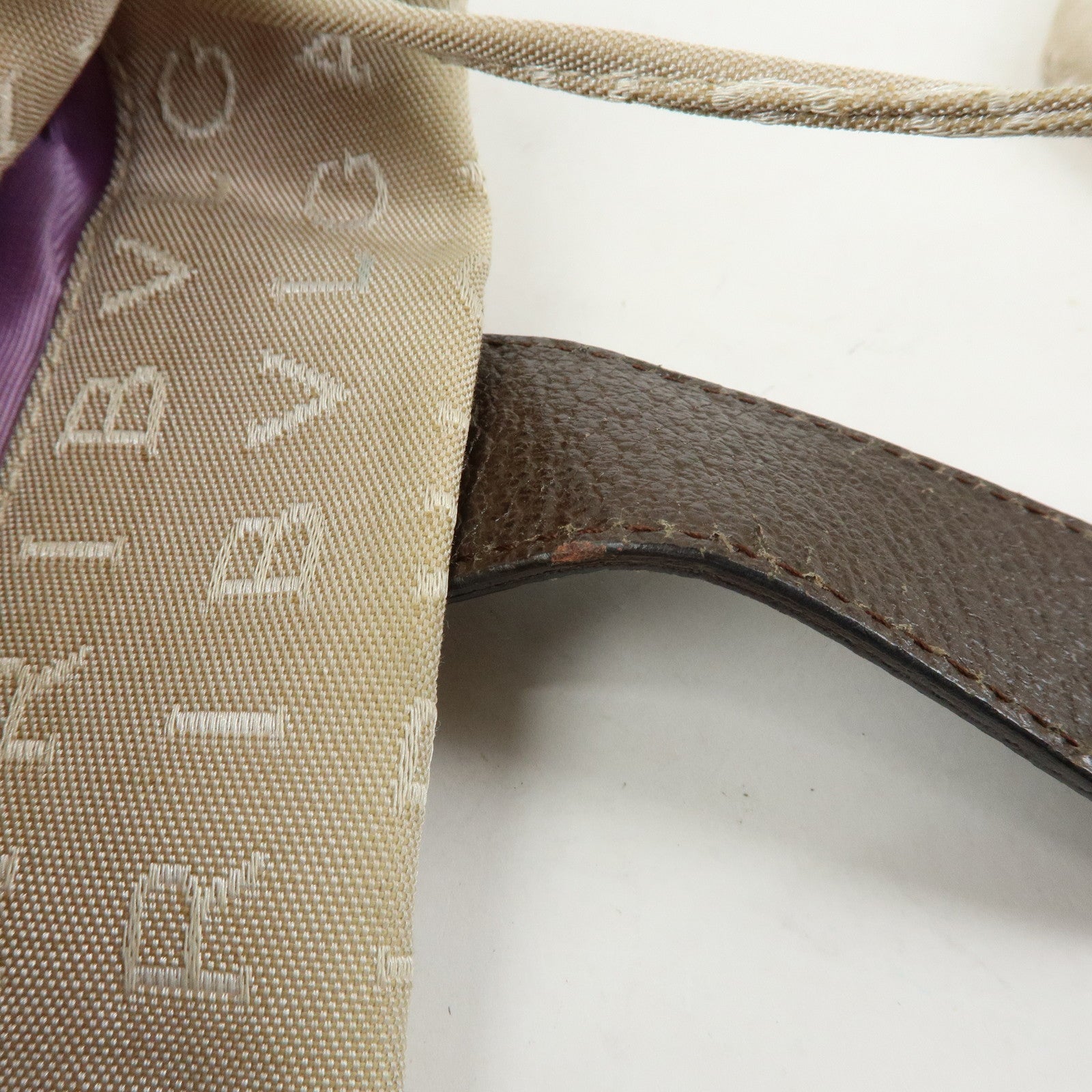 BVLGARI Logo Mania Canvas Leather Tote Bag Hand Bag Beige Brown