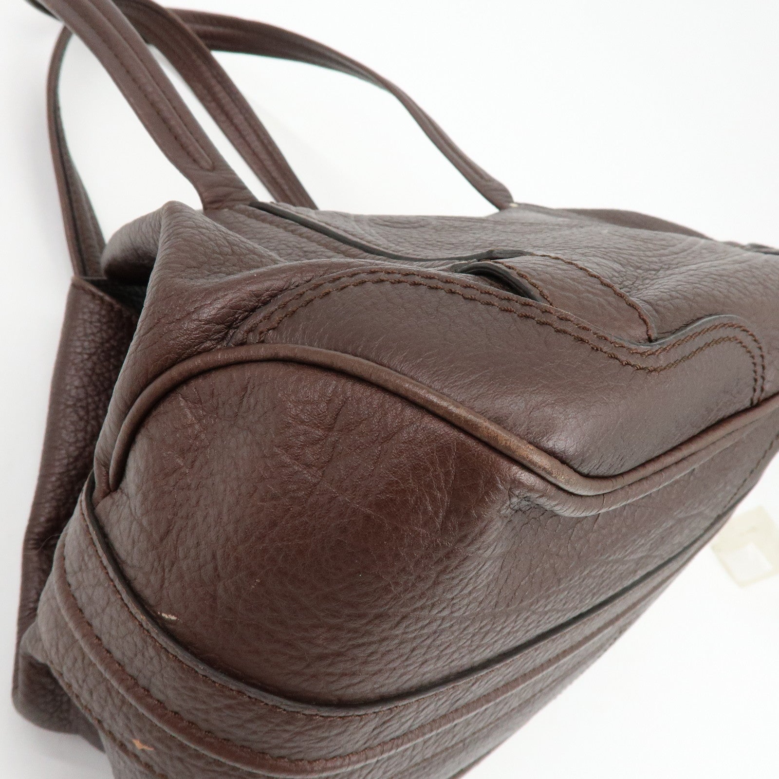 CELINE Triomphe Leather Tote Bag Hand Bag Shoulder Bag Brown