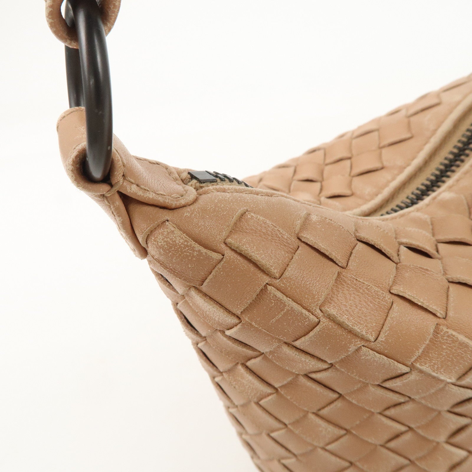 BOTTEGA VENETA Intrecciato Leather Shoulder Bag Hand Bag Pink Used