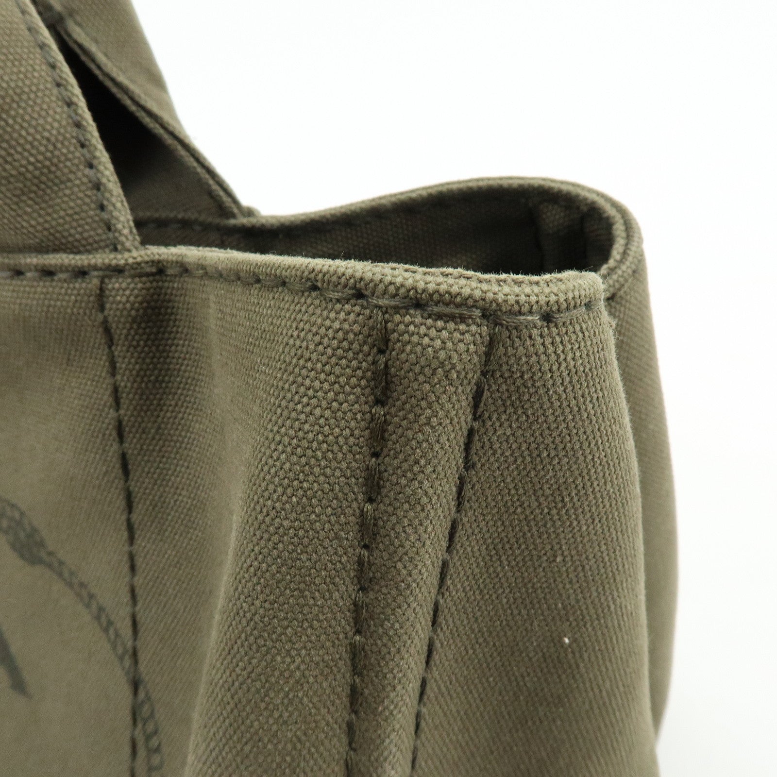 PRADA Logo Canapa Canvas Tote Bag Hand Bag Khaki 1BG642