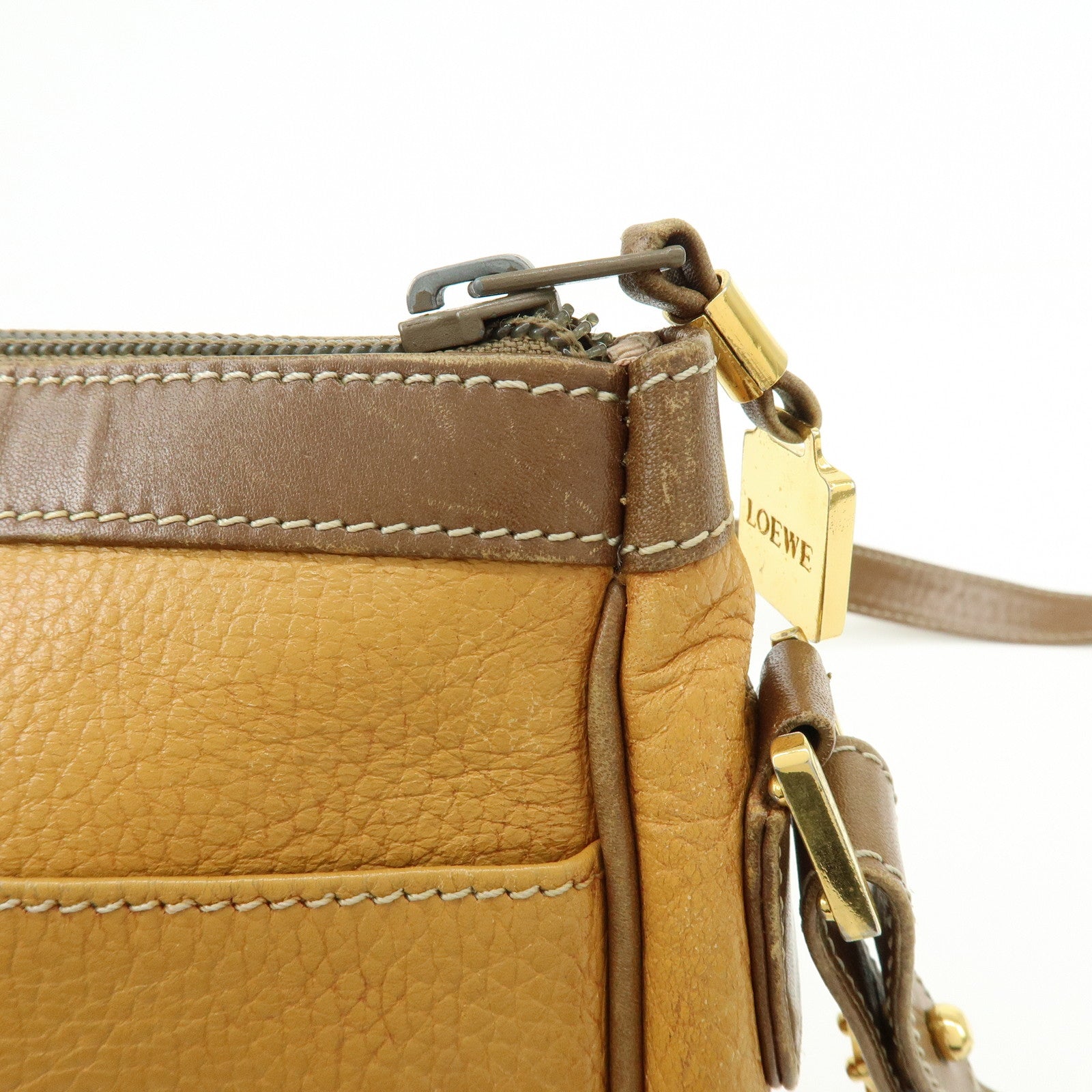 LOEWE Anagram Leather Shoulder Bag Crossbody Bag Brown