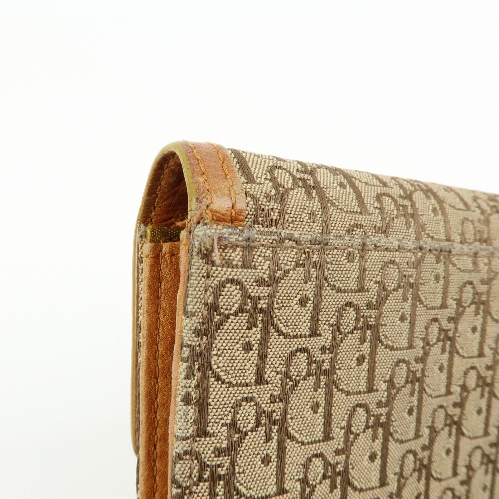 Christian Dior Trotter Street Chic Canvas Leather Long Wallet Brown