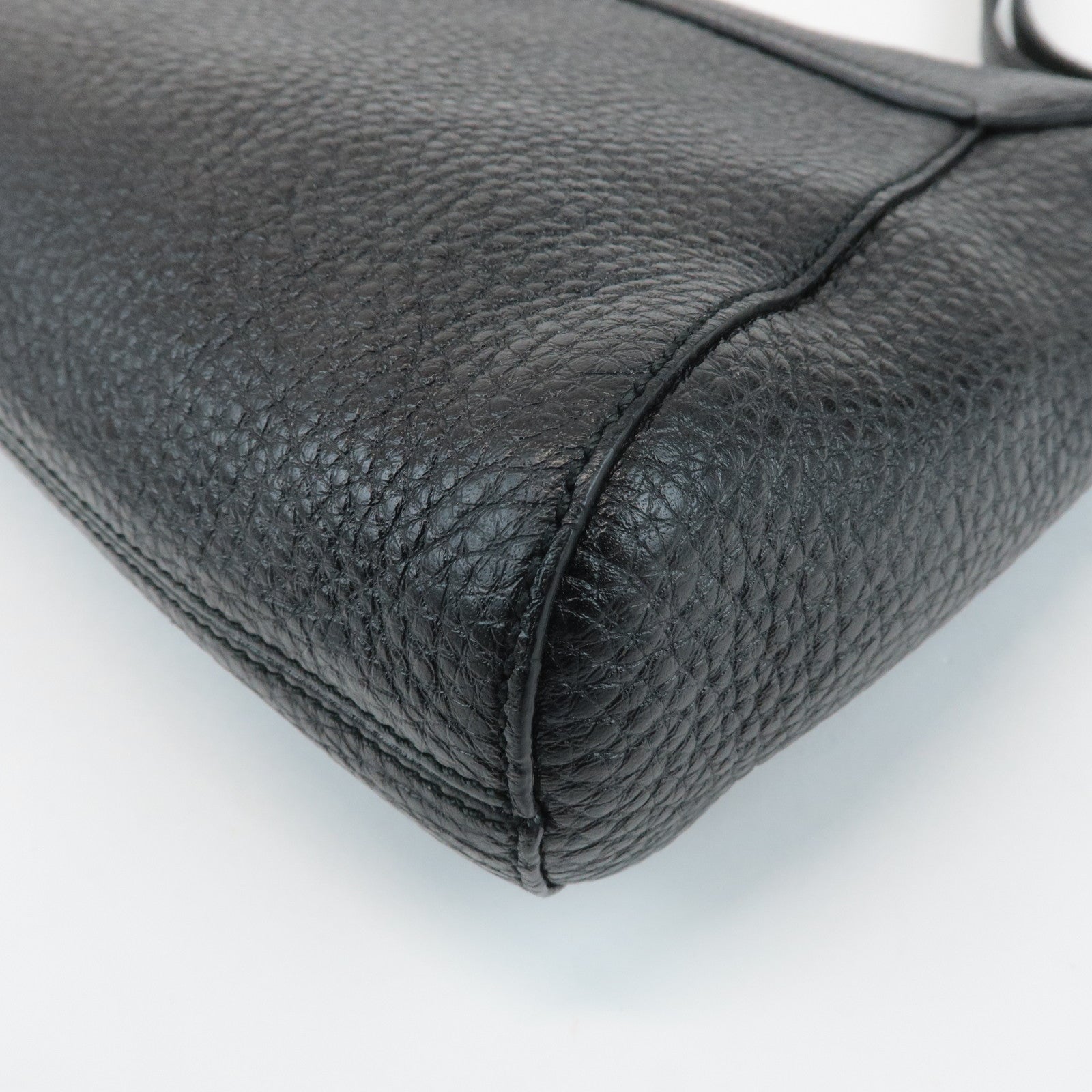 Ferragamo Gancini Leather 3Way Shoulder Bag Hand Bag Black Silver HDW Used