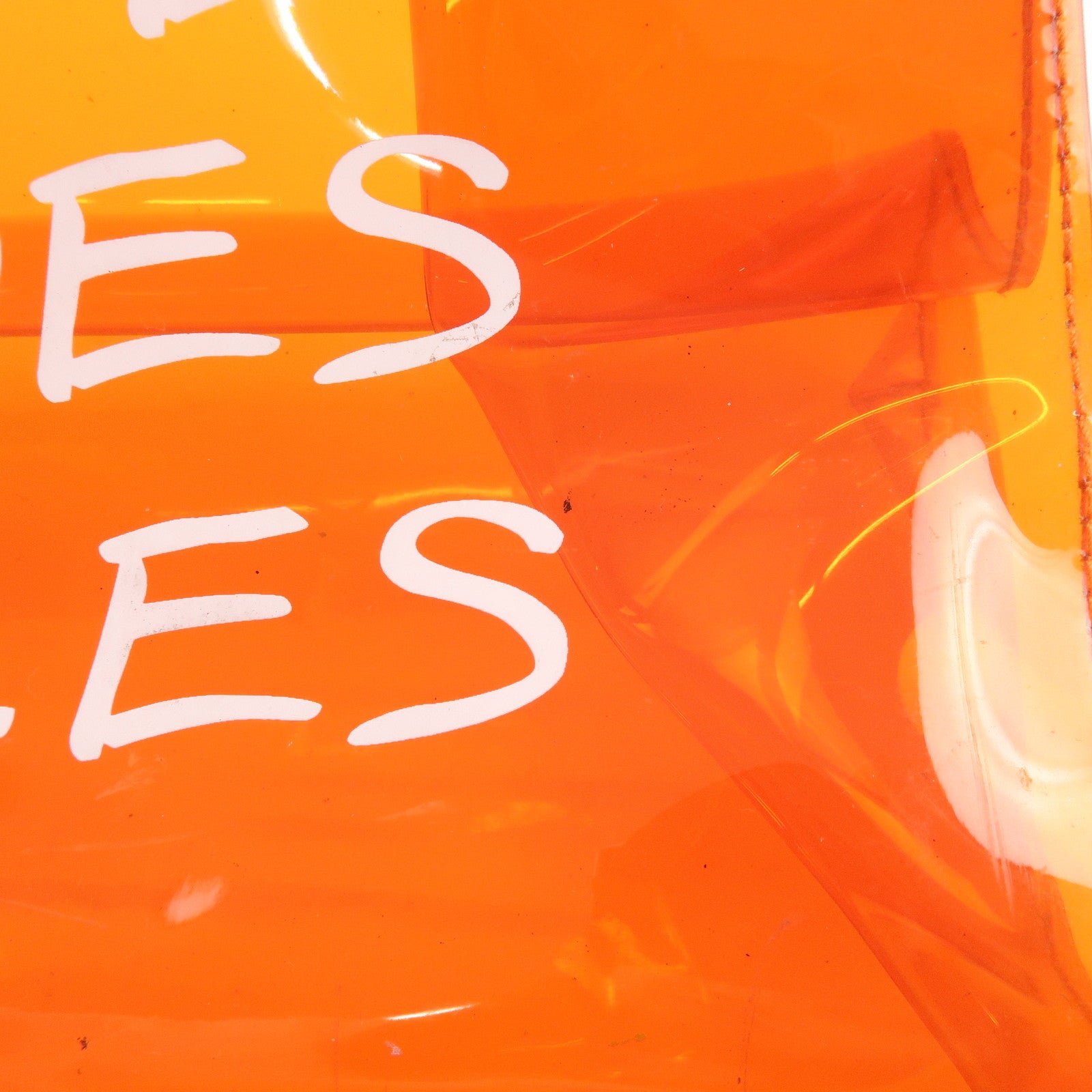 HERMES Kelly Vinyl Hand Bag Clear Orange