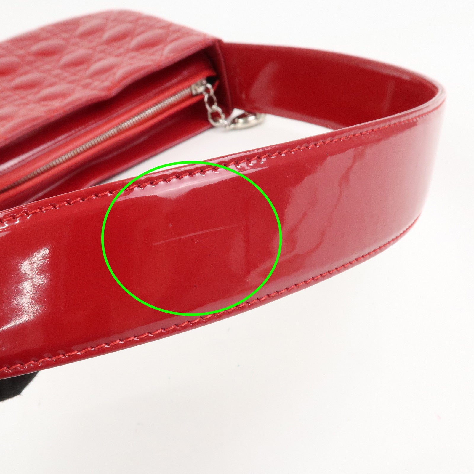 Christian Dior Cannage Patent Leather One Shoulder Bag Red
