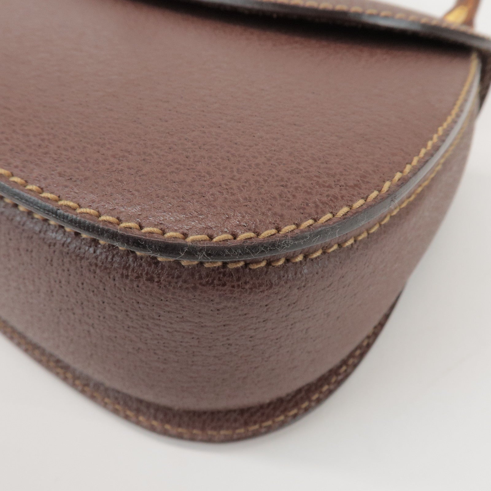 GUCCI Bamboo Leather 2Way Bag Hand Bag Shoulder Bag Brown 000 2040