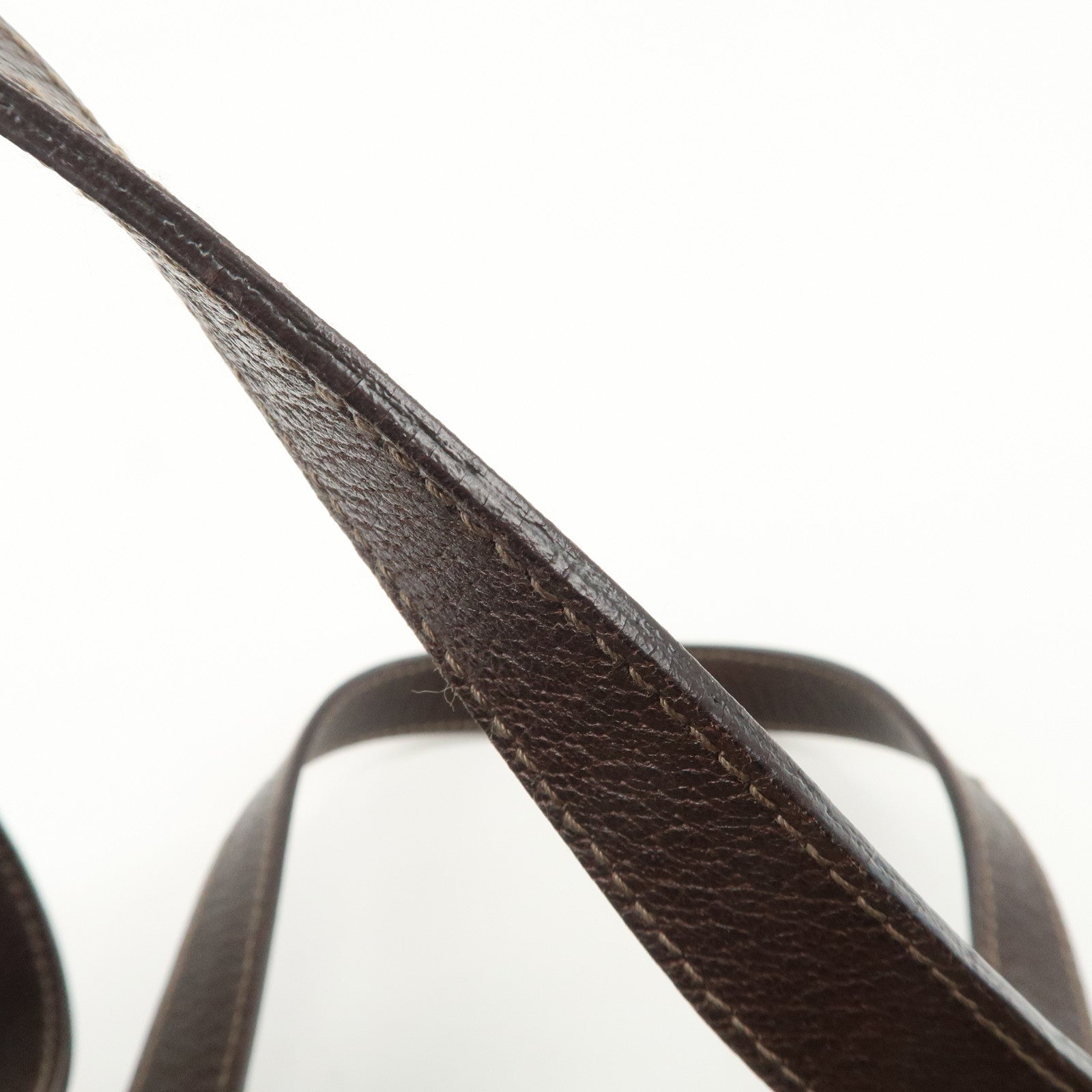 GUCCI Abbey GG Canvas Leather Tote Bag Beige Dark Brown 141471 Used