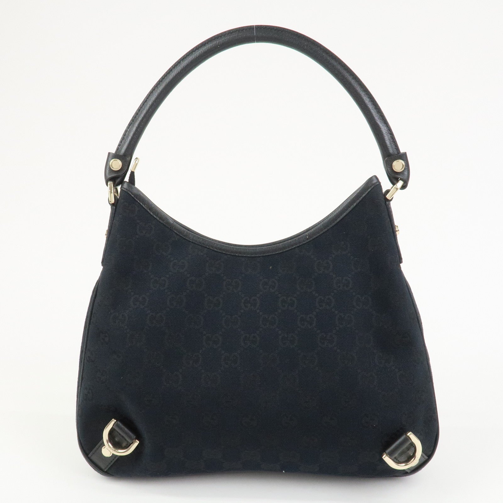 GUCCI Abbey GG Canvas Leather Shoulder Bag Black 130738