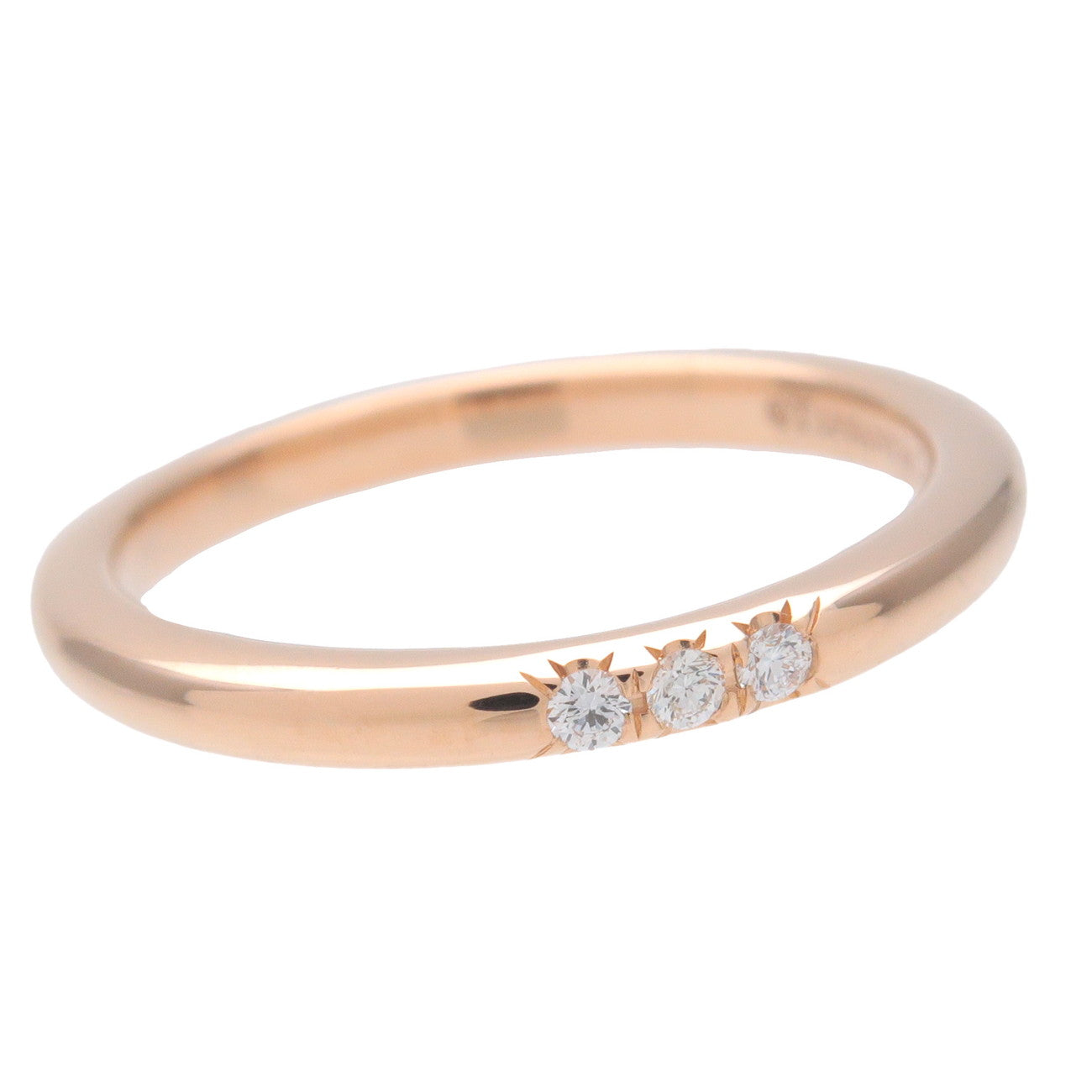 Tiffany & Co Classic Band Ring 3P Diamond K18PG Rose Gold US3.5