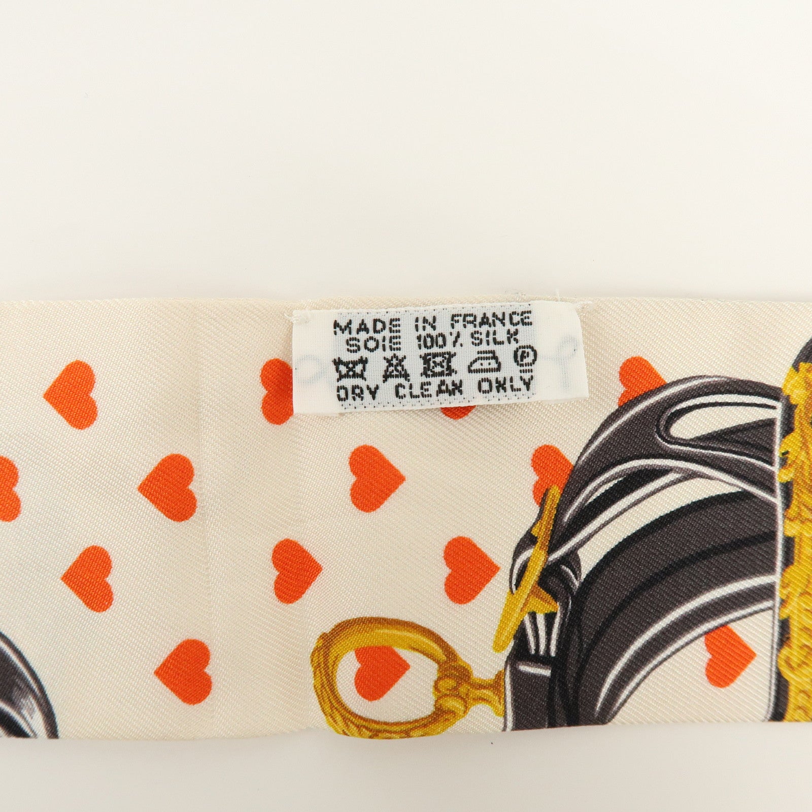 HERMES Twilly Silk 100% Brides de Gala love Scarf White Black Red