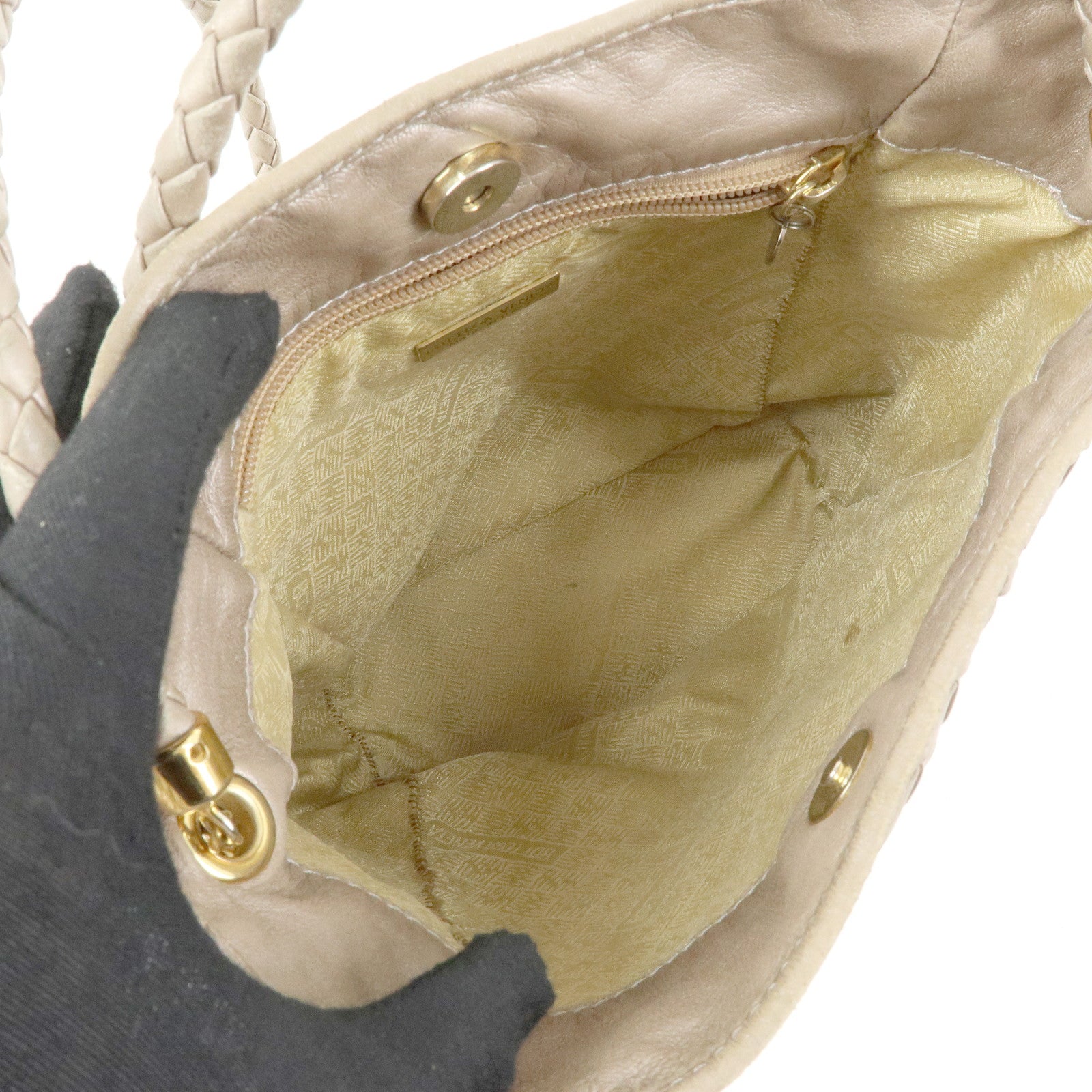 BOTTEGA VENETA Intrecciato Leather Shoulder Bag Beige