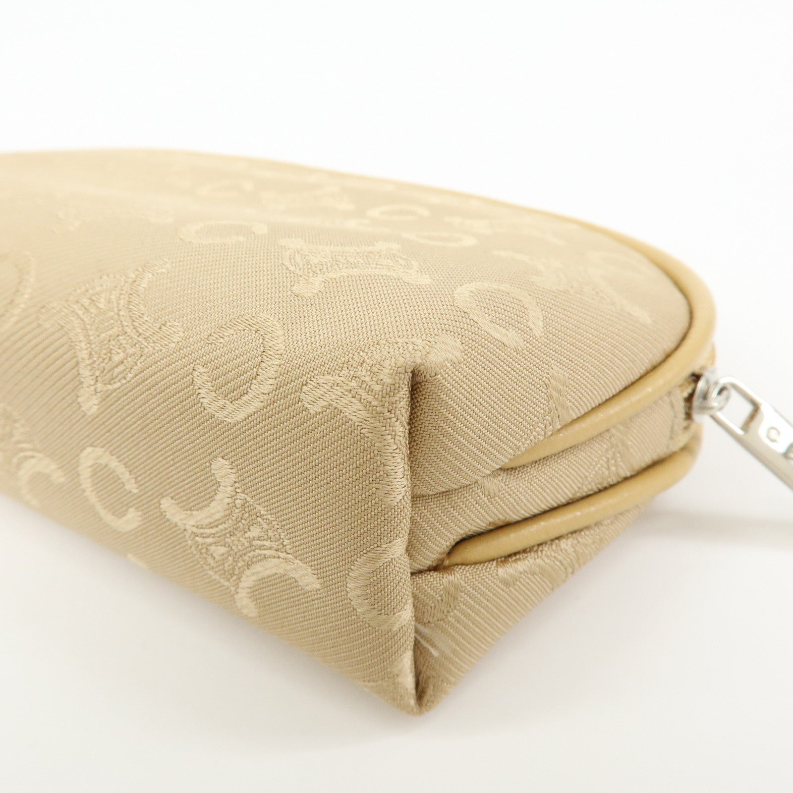 CELINE Set of Pile Towel And Canvas Leather Pouch Black Beige