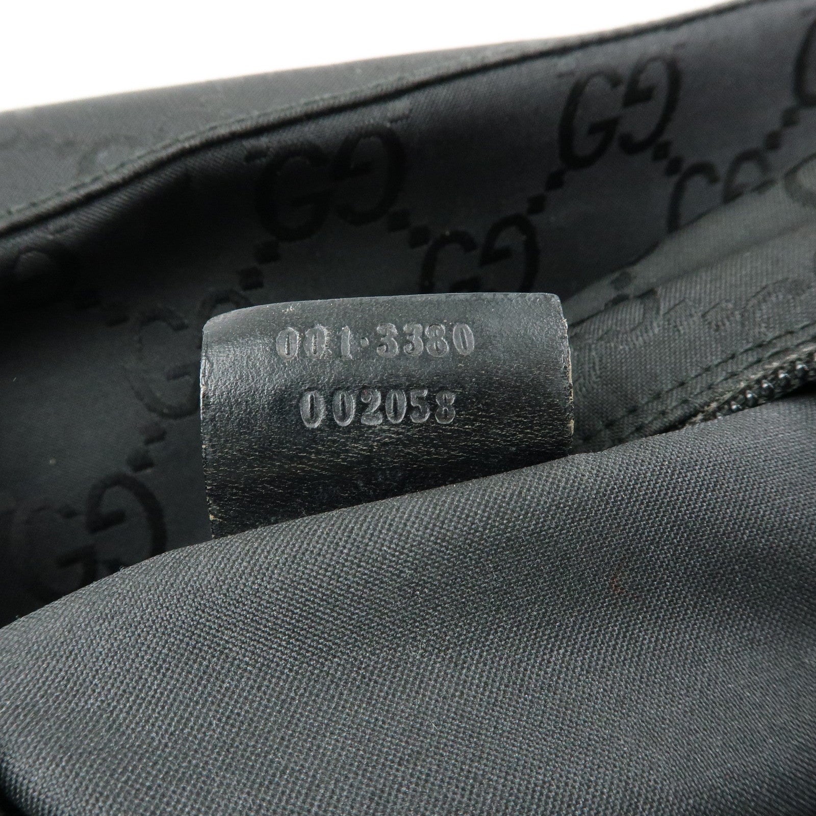 GUCCI Front Pocket GG Nylon Leather Shoulder Bag Black 001・3380