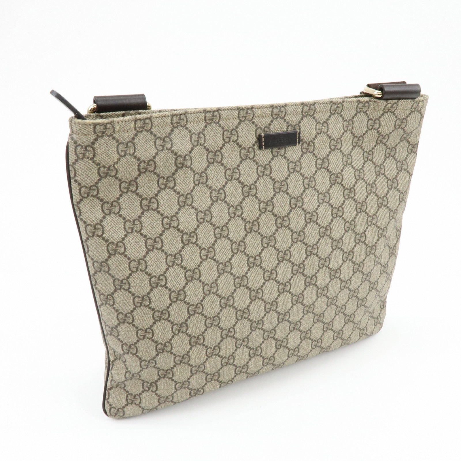 GUCCI GG Supreme Leather Shoulder Bag Crossbody Bag Beige 201446