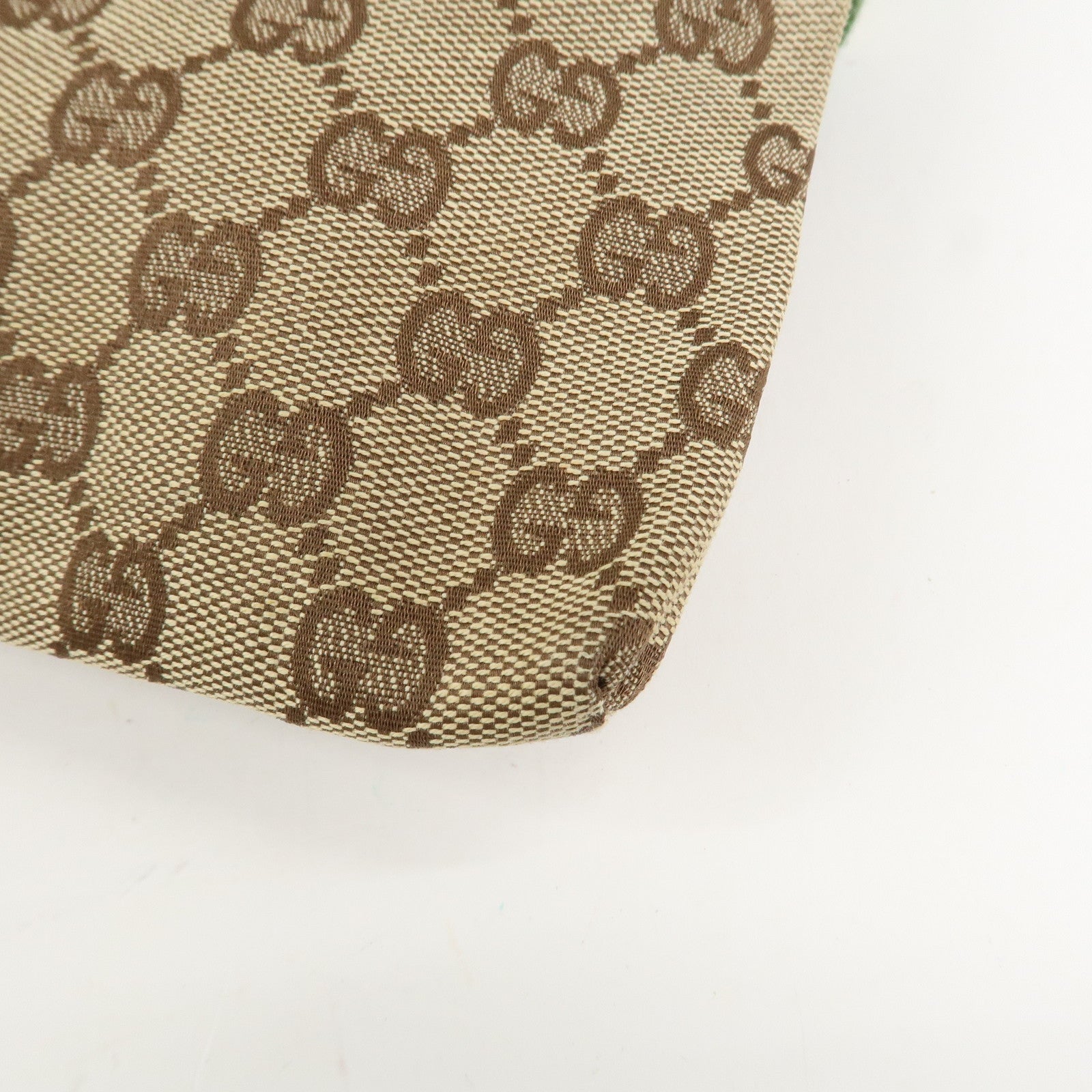 GUCCI GG Canvas Leather Waist Bag Crossbody Bag Beige Green 28566 Used