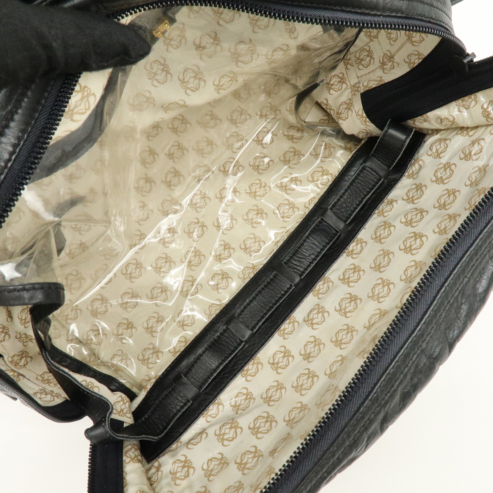 LOEWE Logo Anagram Calf Leather 2Way Hand Shoulder Bag Black