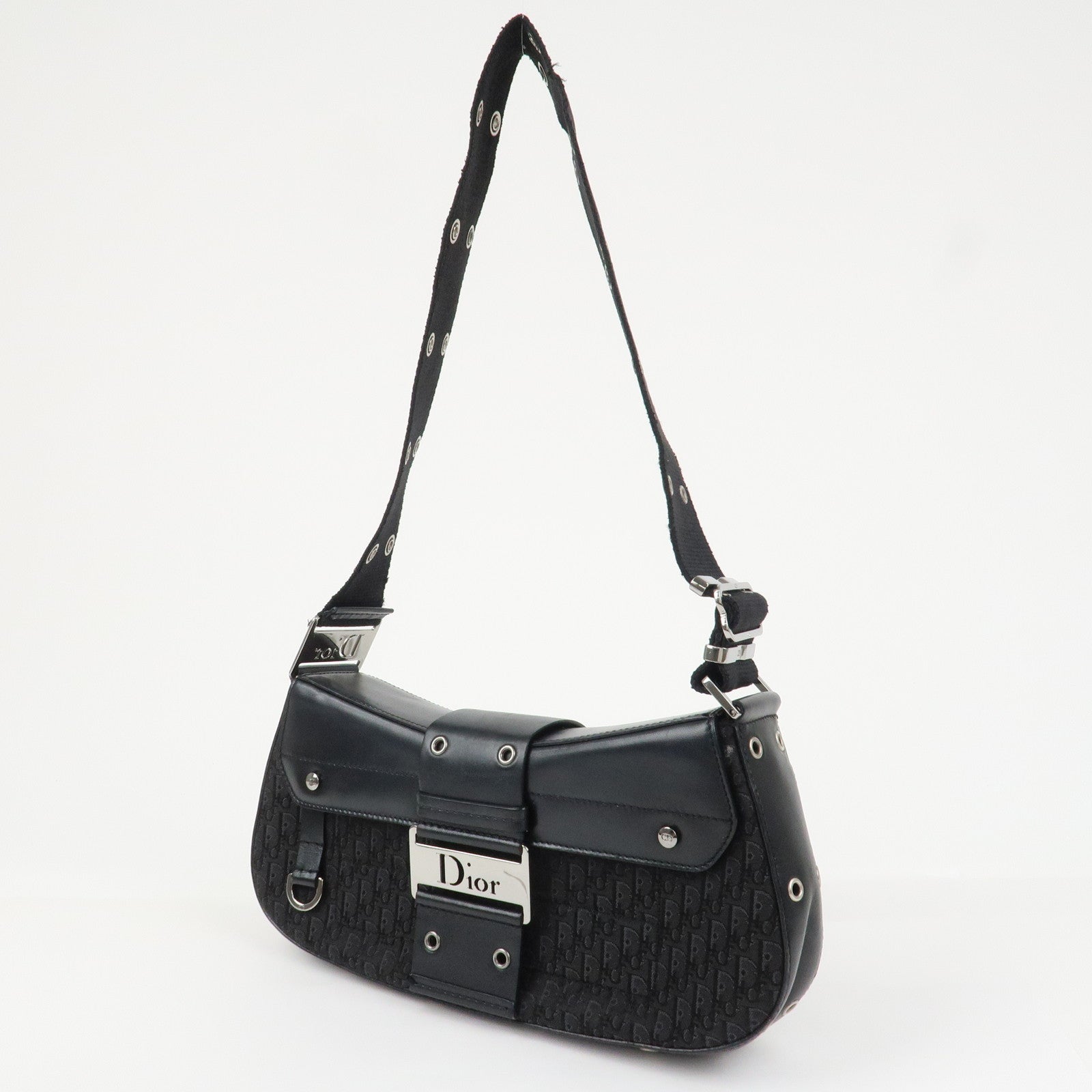 Christian Dior Trotter Street Chic Canvas Leather Shoulder Bag