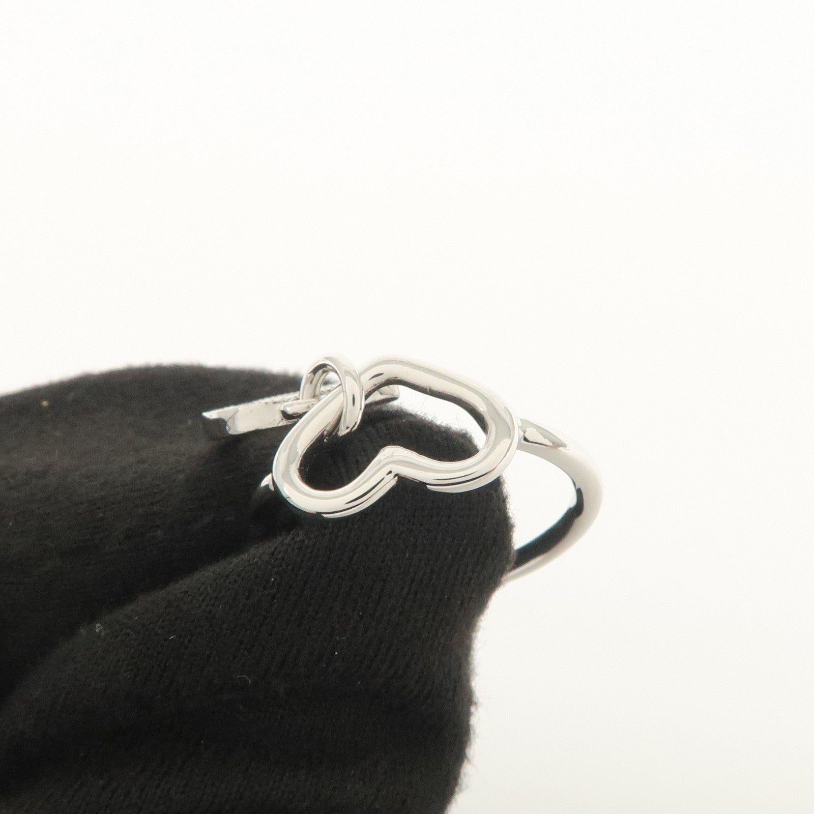 Christian Dior D Logo Heart Metal Ring Silver US 6