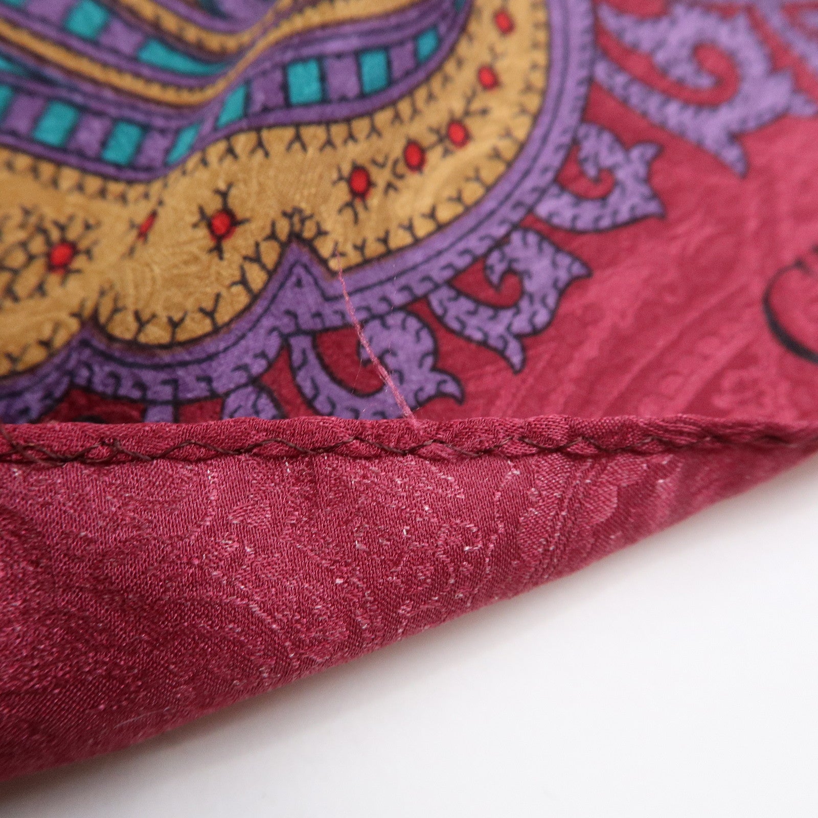 Christian Dior Silk 100% Scarf Paisley Pattern Bordeaux Purple