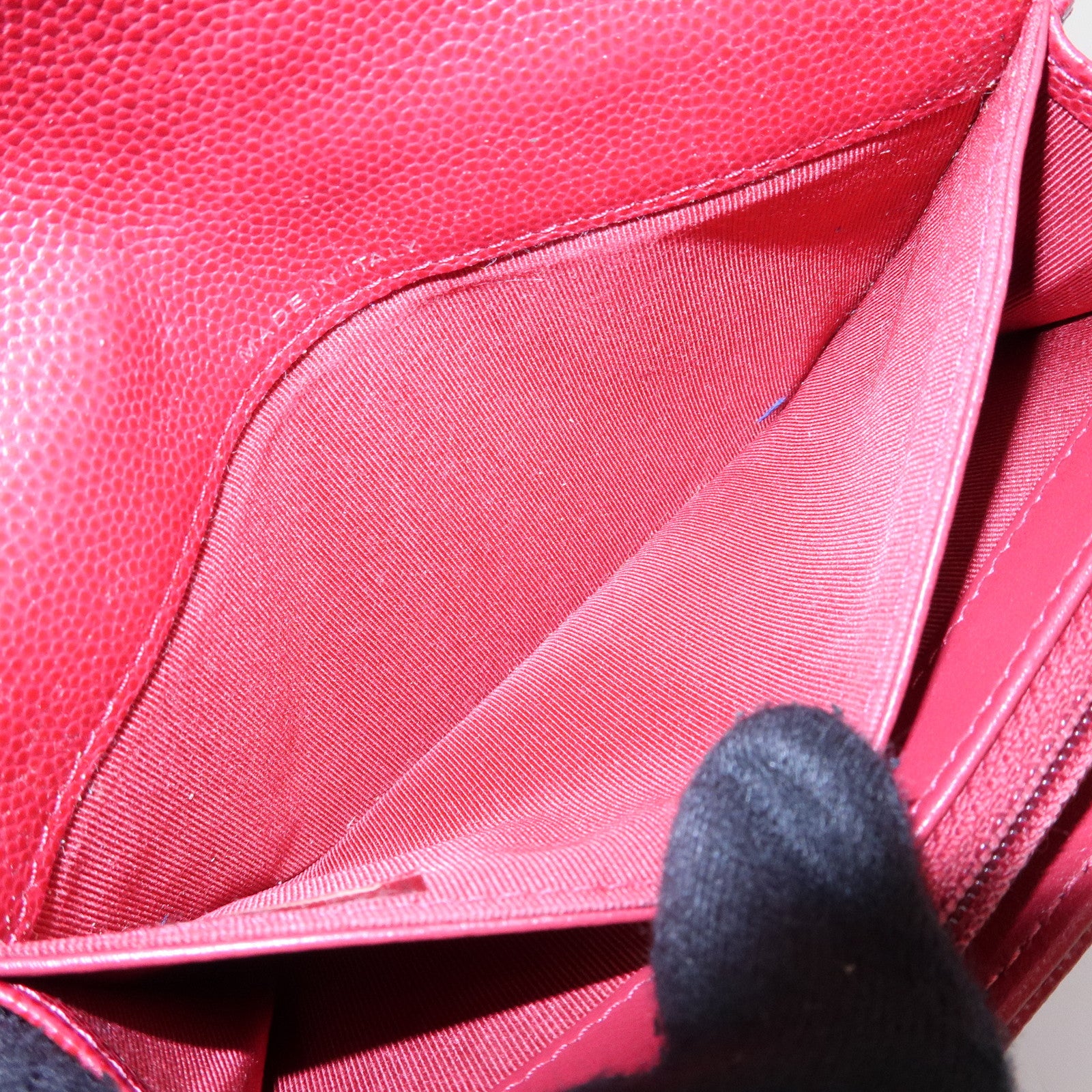 CHANEL COCO Mark Matelasse Caviarskin Flap Long Wallet Red