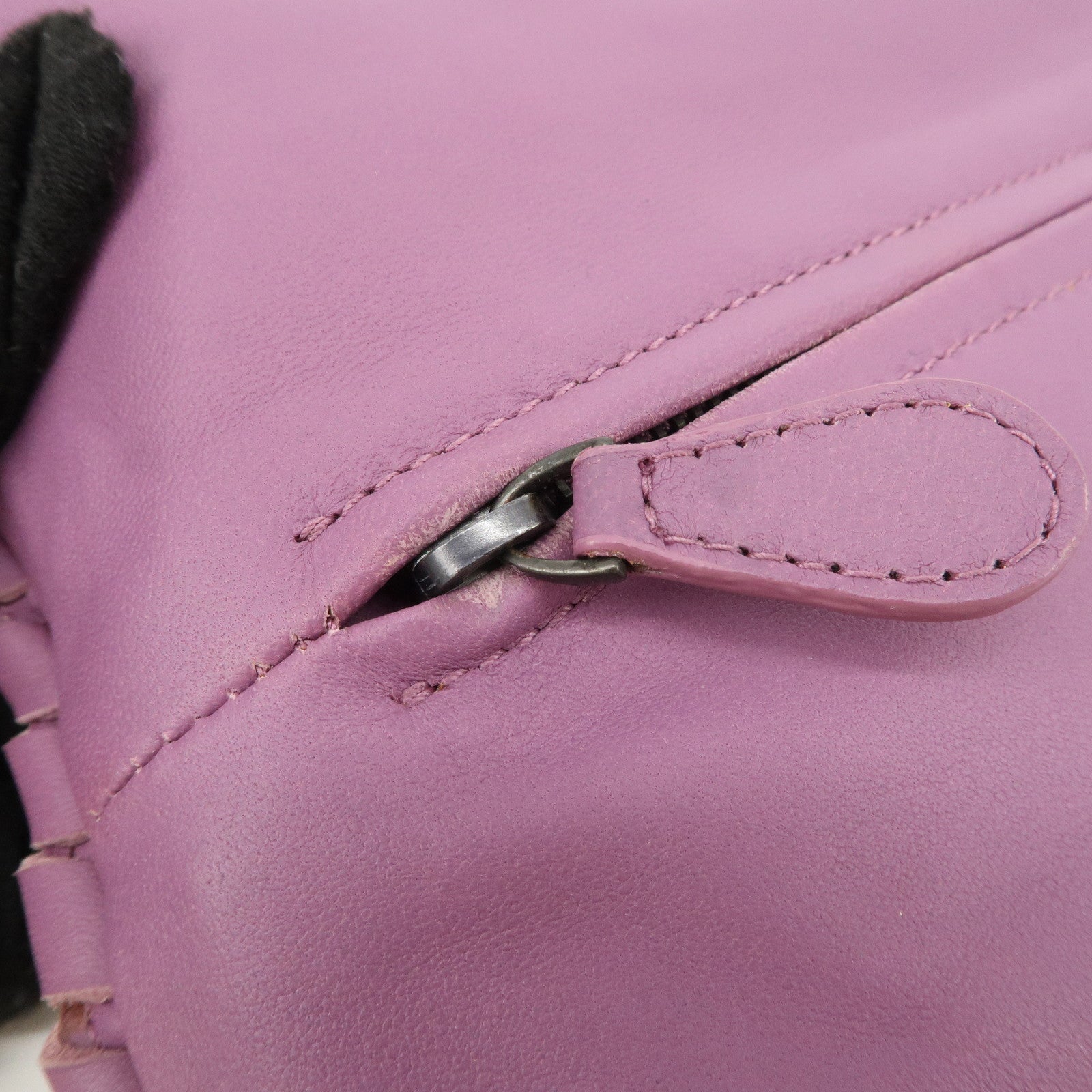 BOTTEGA VENETA Intrecciato Leather Clutch Bag Purple Used