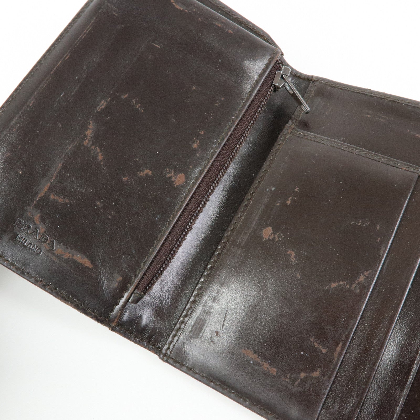 PRADA Triangle Logo Set of 3 Wallet Pouch Black Brown Red