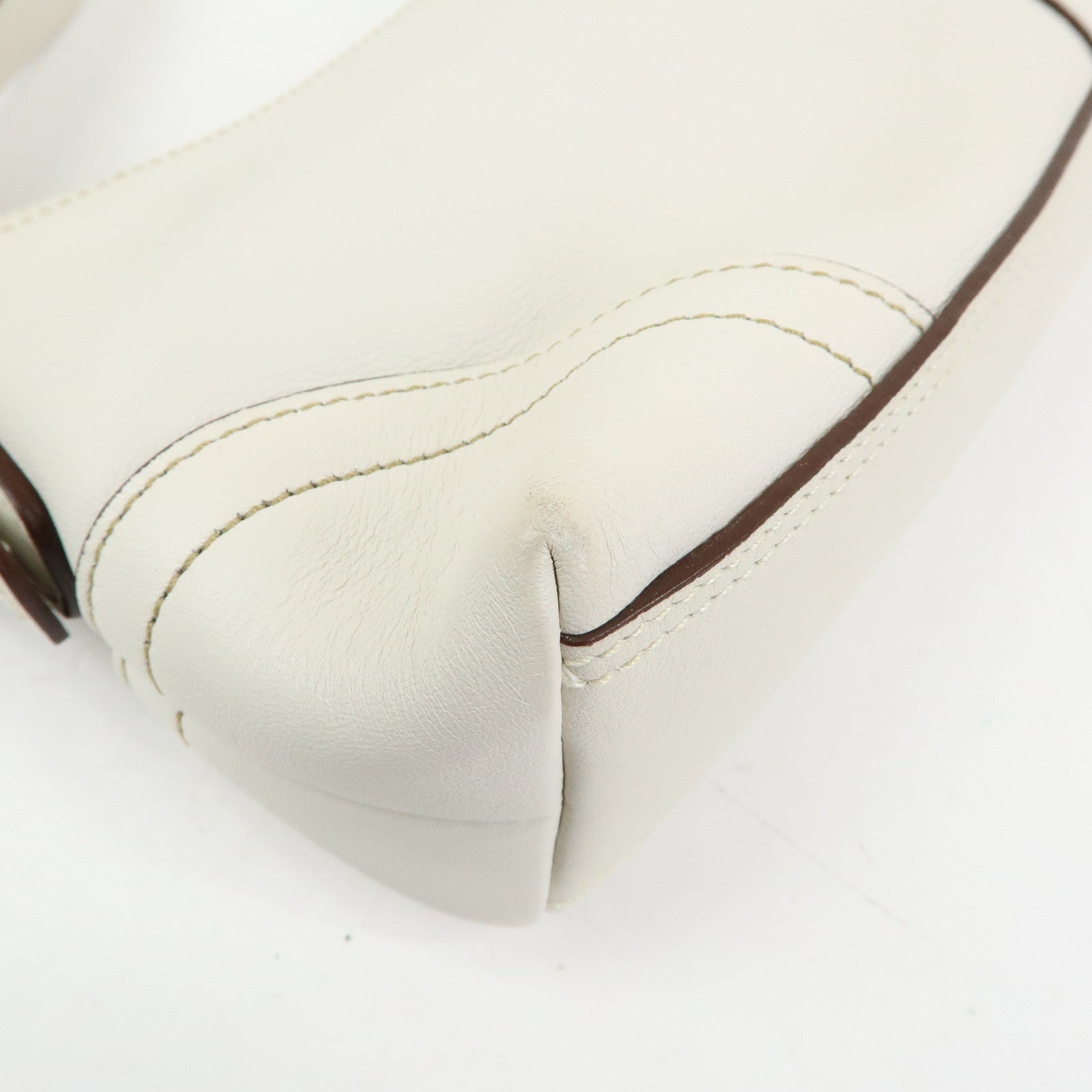 COACH Leather Hand Bag Shoulder Bag Pouch Charm White