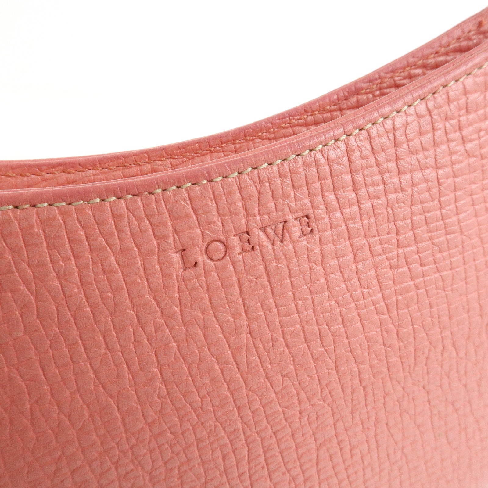 LOEWE Leather Shoulder Bag Hand Bag Pink Silver Hardware