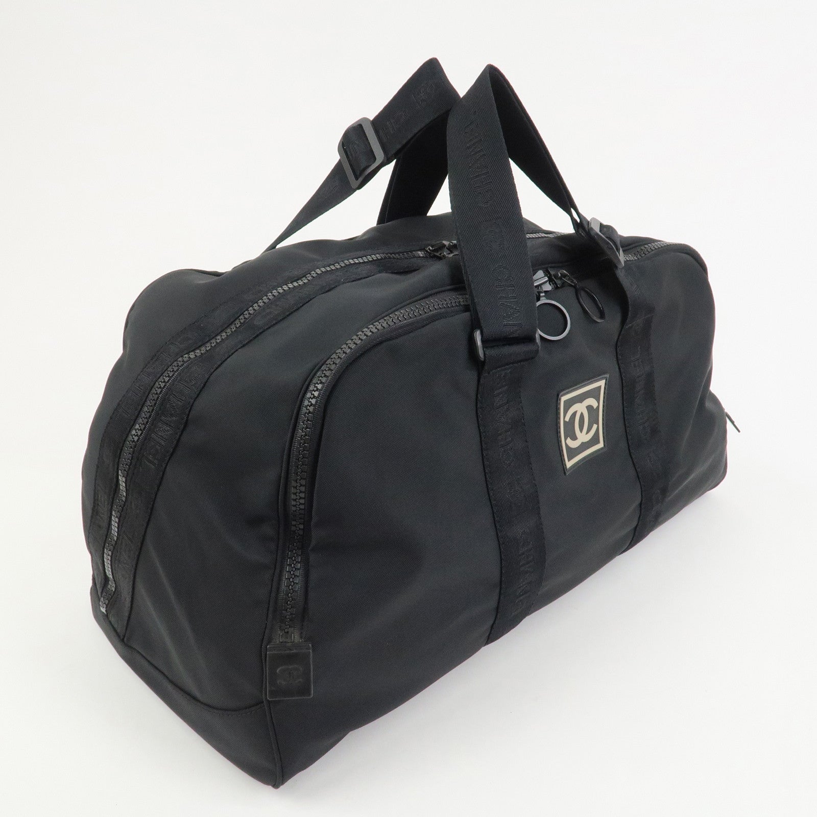 CHANEL COCO Mark Sport Line Nylon Boston Bag Shoulder Bag Black