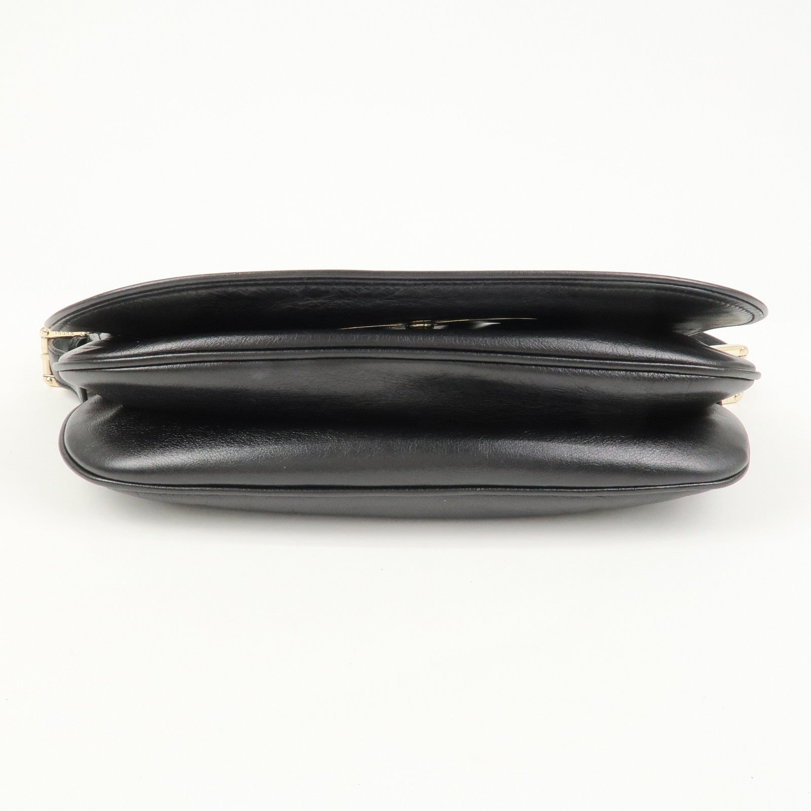 GUCCI Interlocking G Leather Shoulder Bag Hand Bag Black 161727
