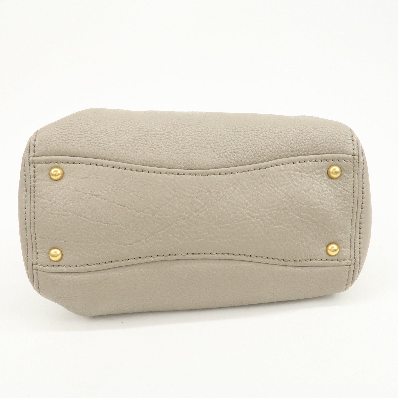 MIU MIU Vitello Caribu Leather 2Way Bag Hand Bag Greige RN0757