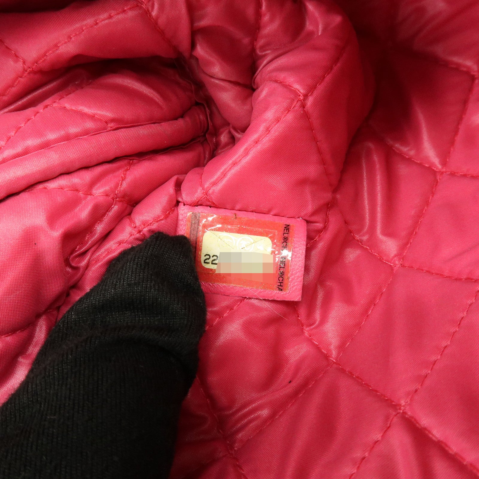 CHANEL Matelasse COCO Mark Lamb Skin Cosmetic Accessory Pouch Pink