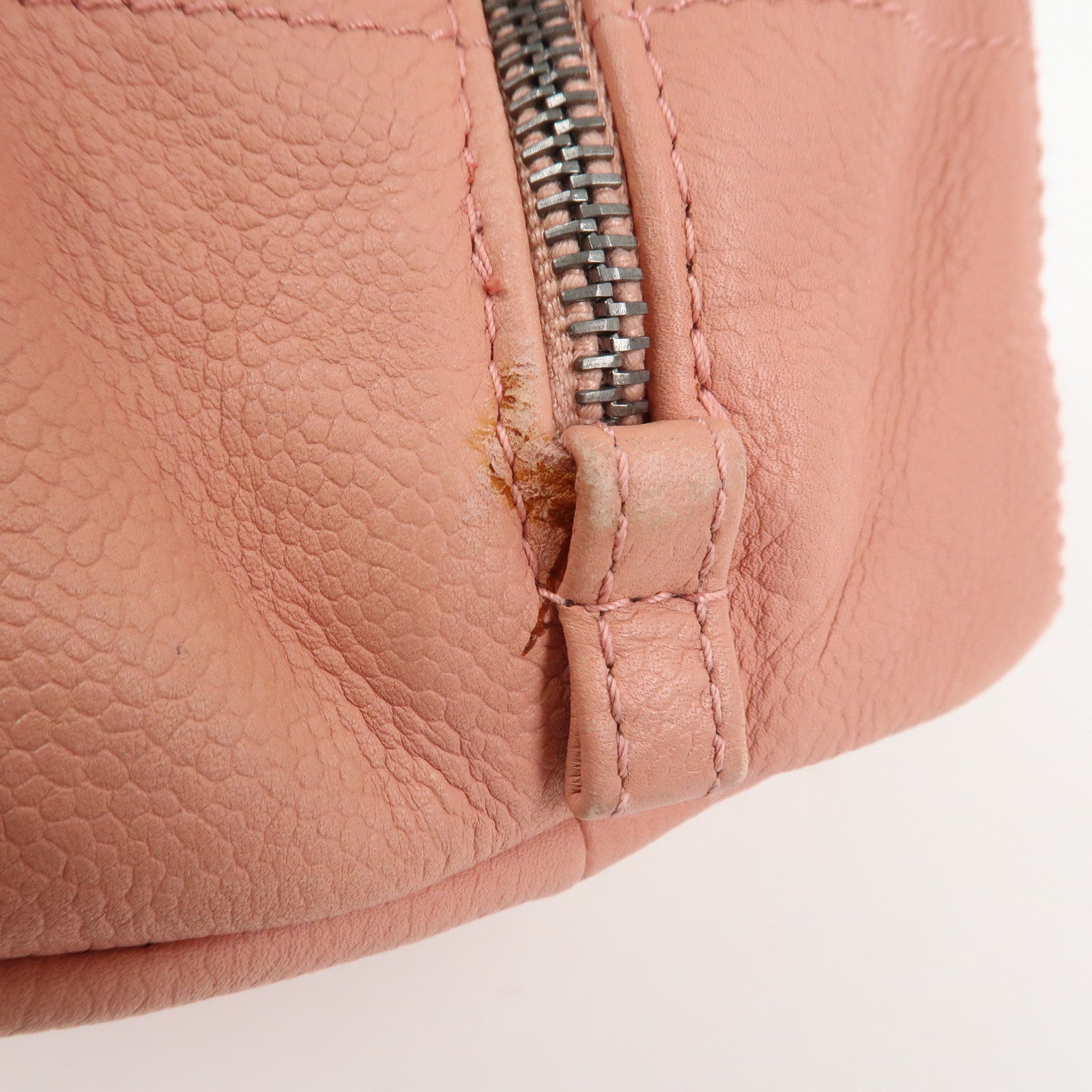 CHANEL Chocolate Bar Calf Leather Boston Bag Hand Bag Pink