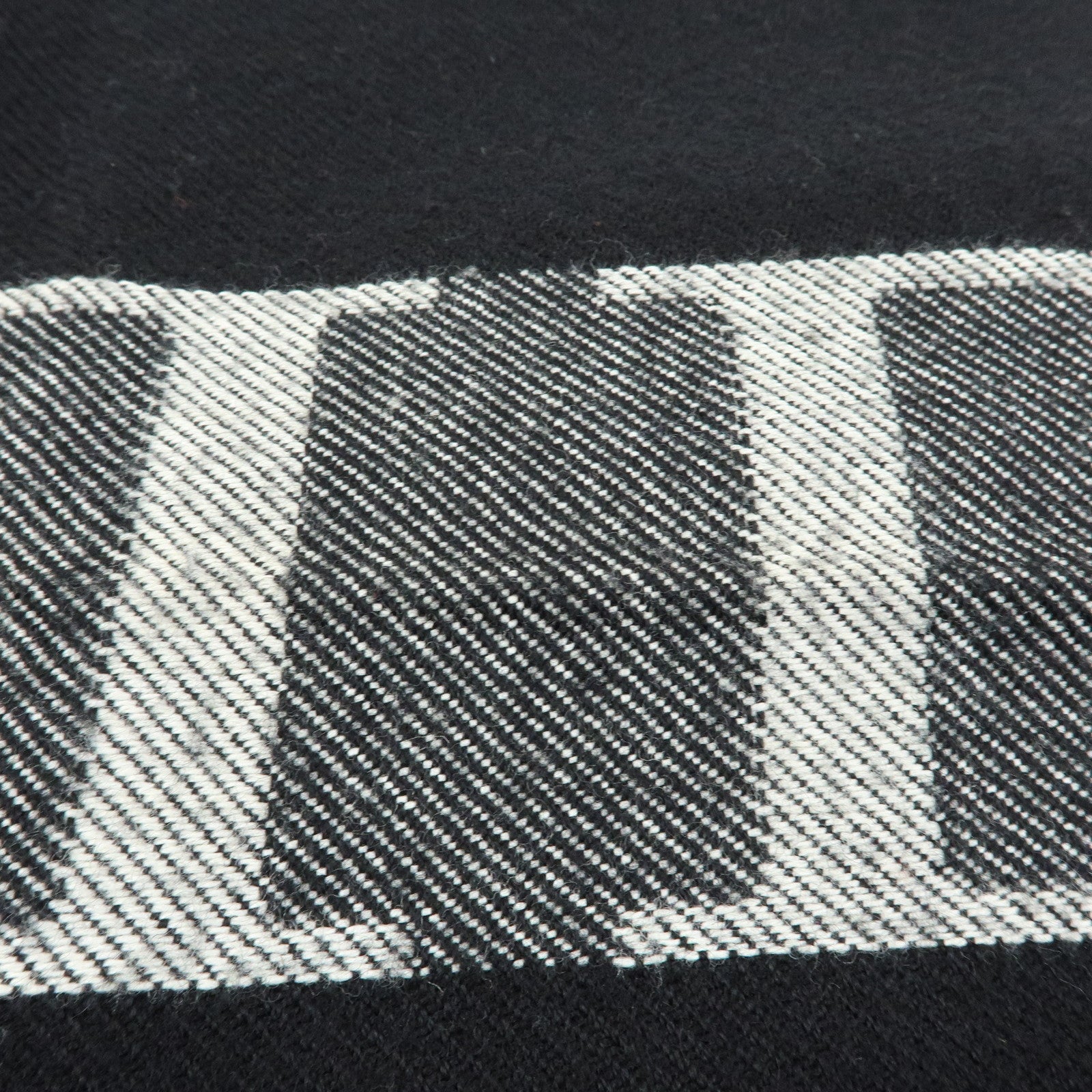 Christian Dior Logo Wool Acrylic Scarf Black Ivory