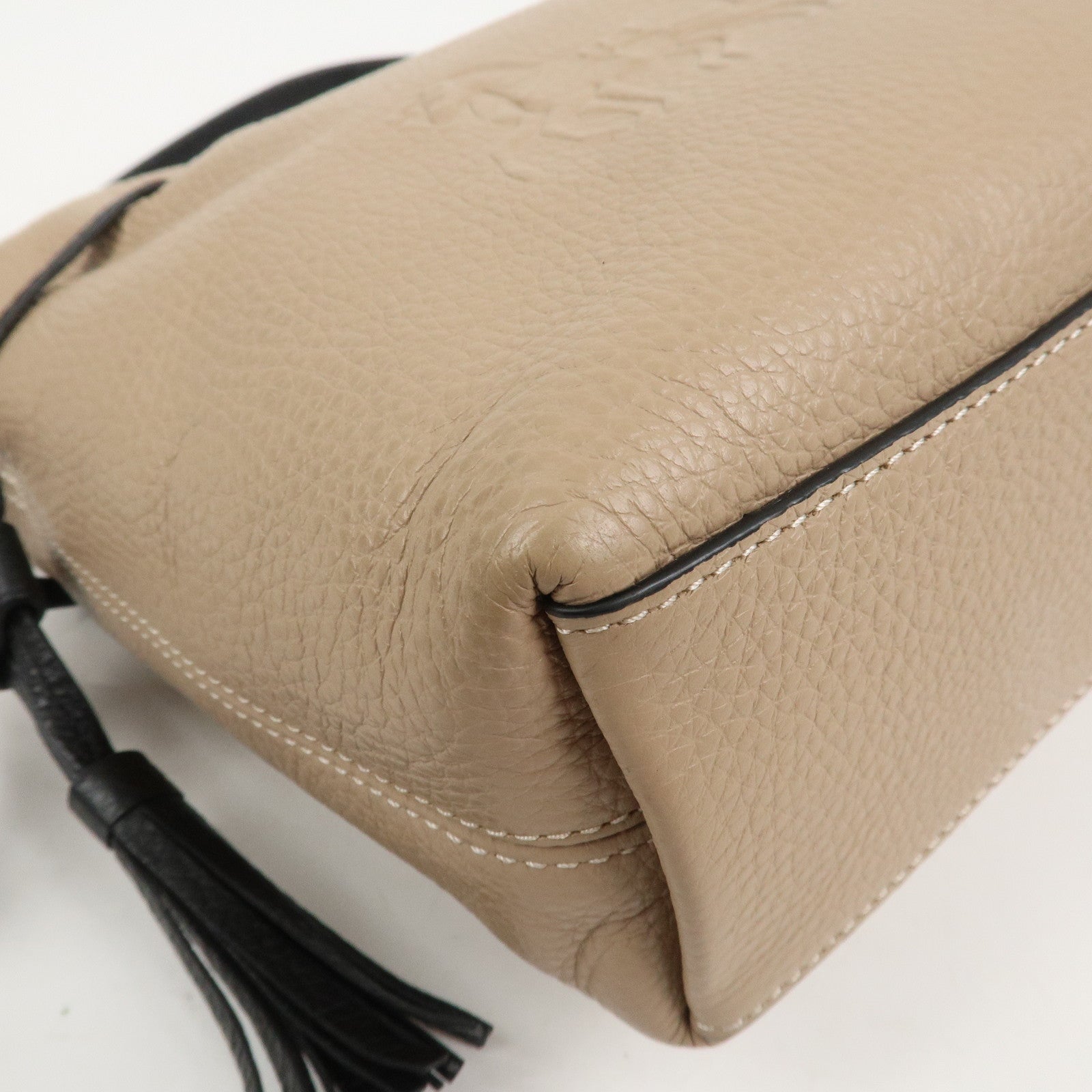 COACH Andy Leather 2Way Bag Crossbody Bag Hand Bag Beige Black