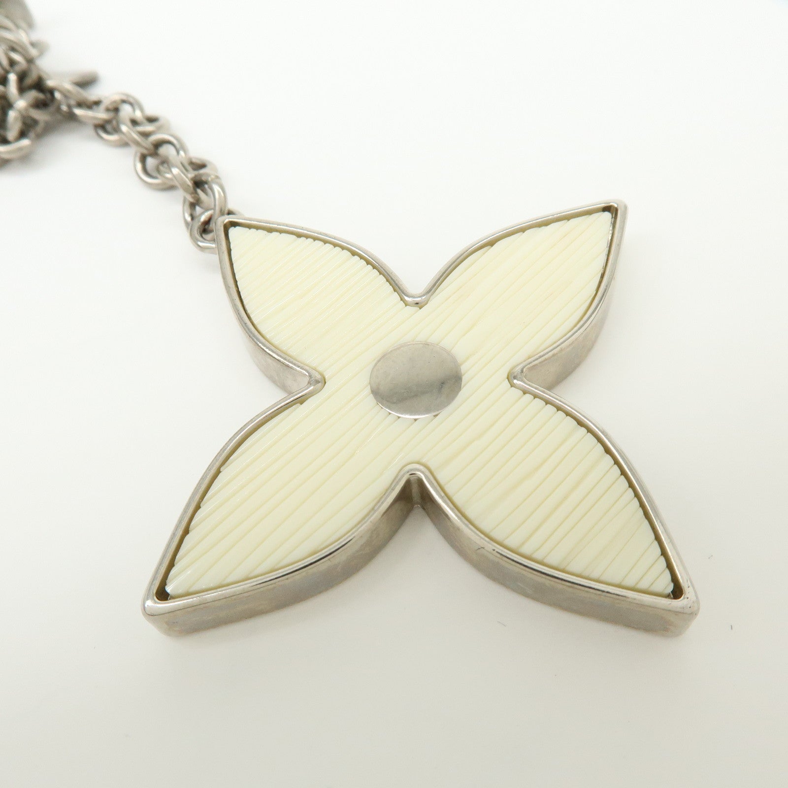 Louis Vuitton Bijoux Sac Fleur de Epi Bag Charm Silver White M65085