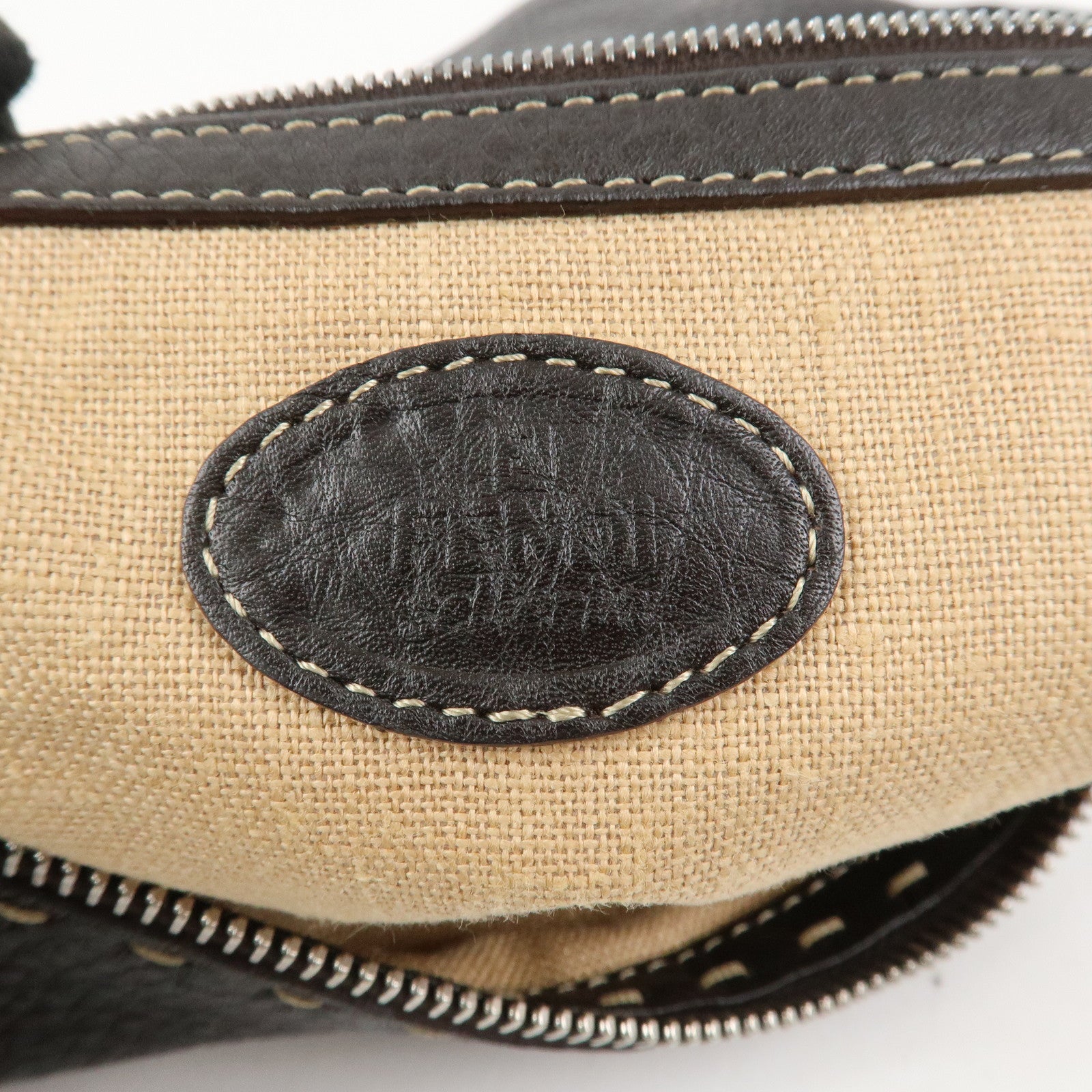 FENDI Selleria Leather Shoulder Bag Crossbody Bag Brown 8BT092