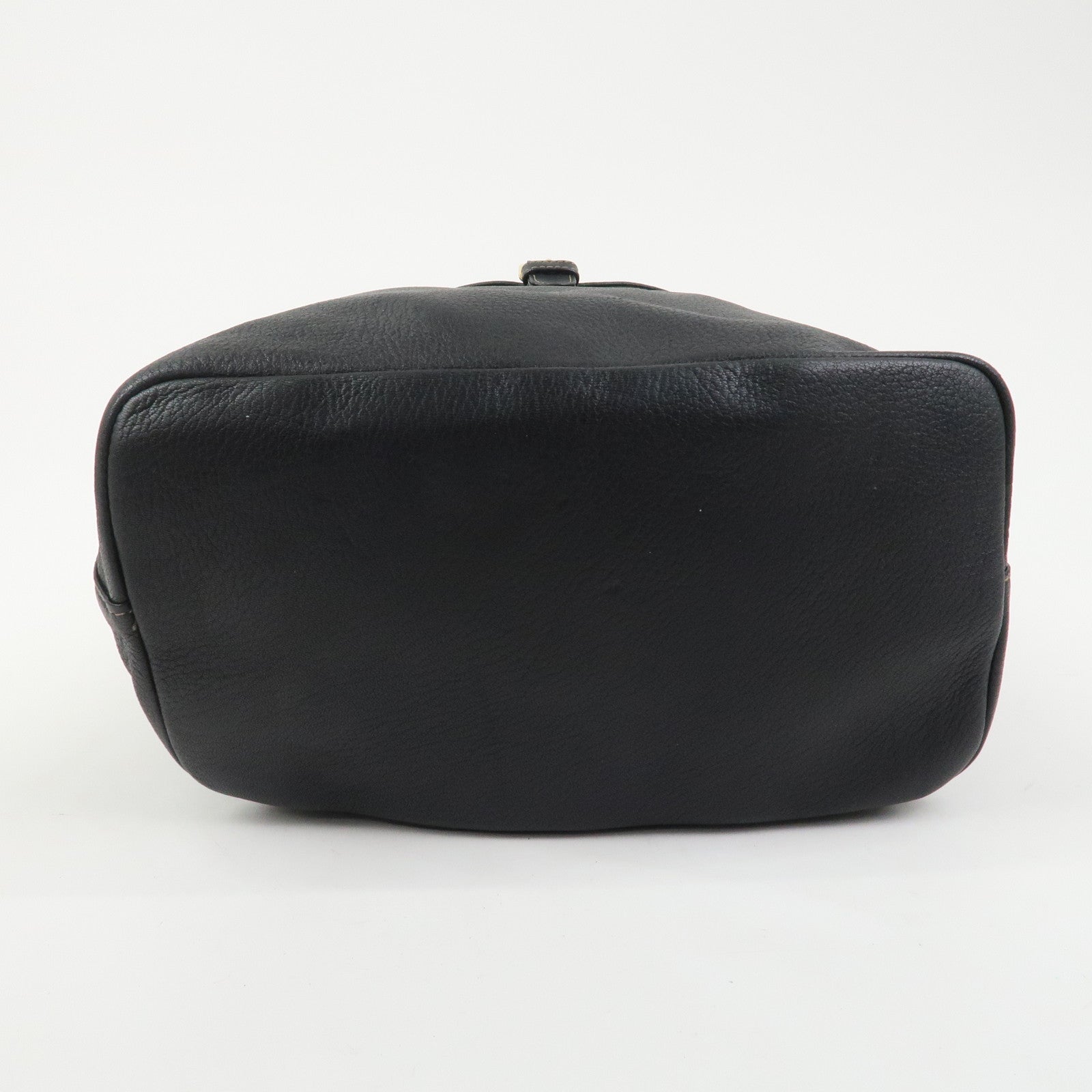 FENDI Logo Leather Backpack Rucksack Black 26063