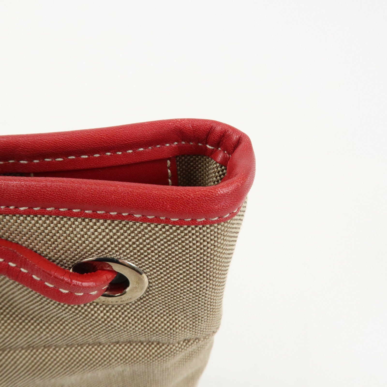PRADA Logo Canvas Leather Shoulder Bag Crossbody Bag Beige BT0551