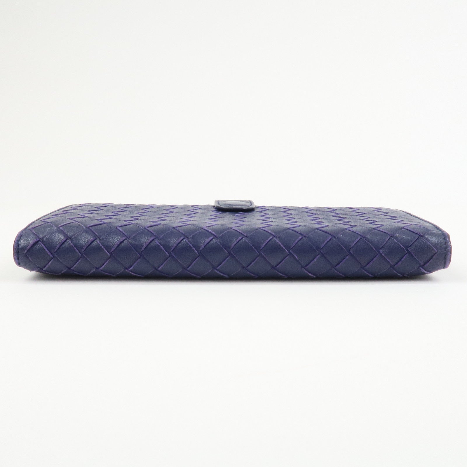 BOTTEGA VENETA Intrecciato Leather Long Flap Wallet Blue