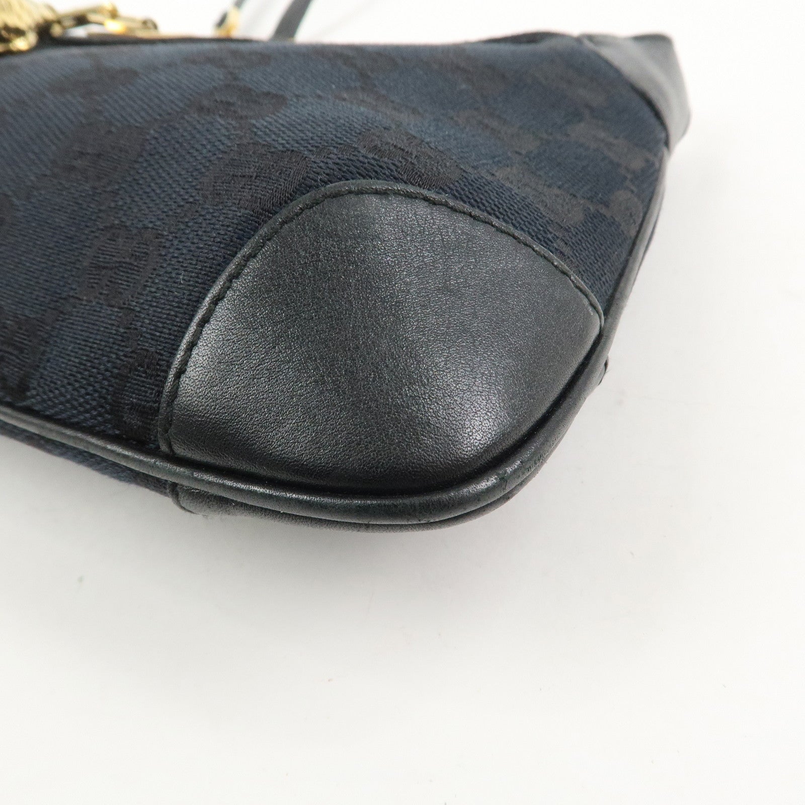 GUCCI Tiger Head GG Canvas Leather Chain Shoulder Bag 001.4113