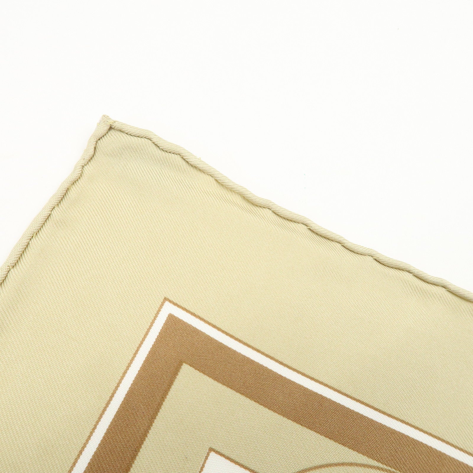 HERMES Carre 40 Silk 100% Scarf EX-LIBRIS Beige White