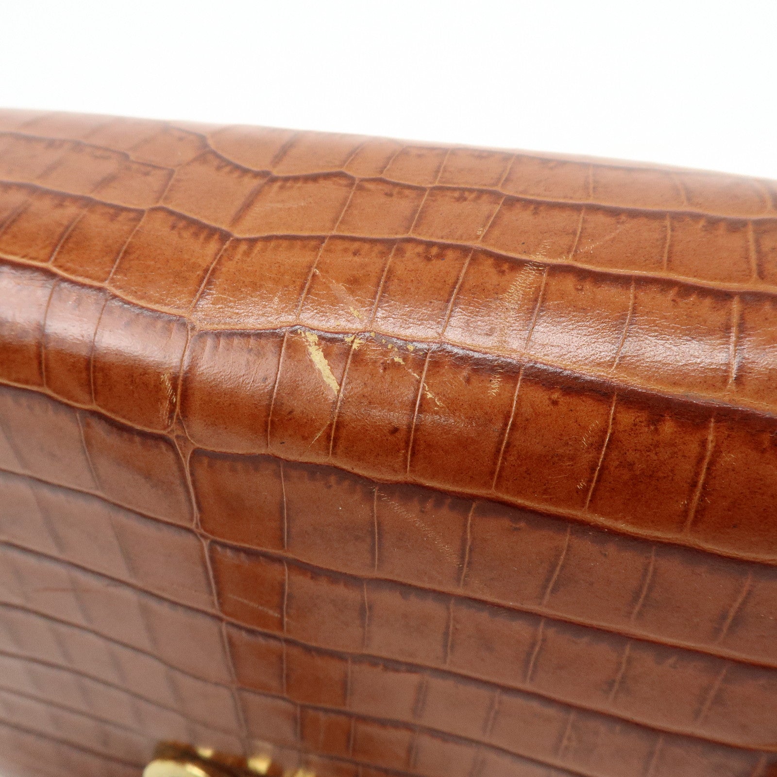 Ferragamo Gancini Embossed Leather Shoulder Crossbody Bag Brown